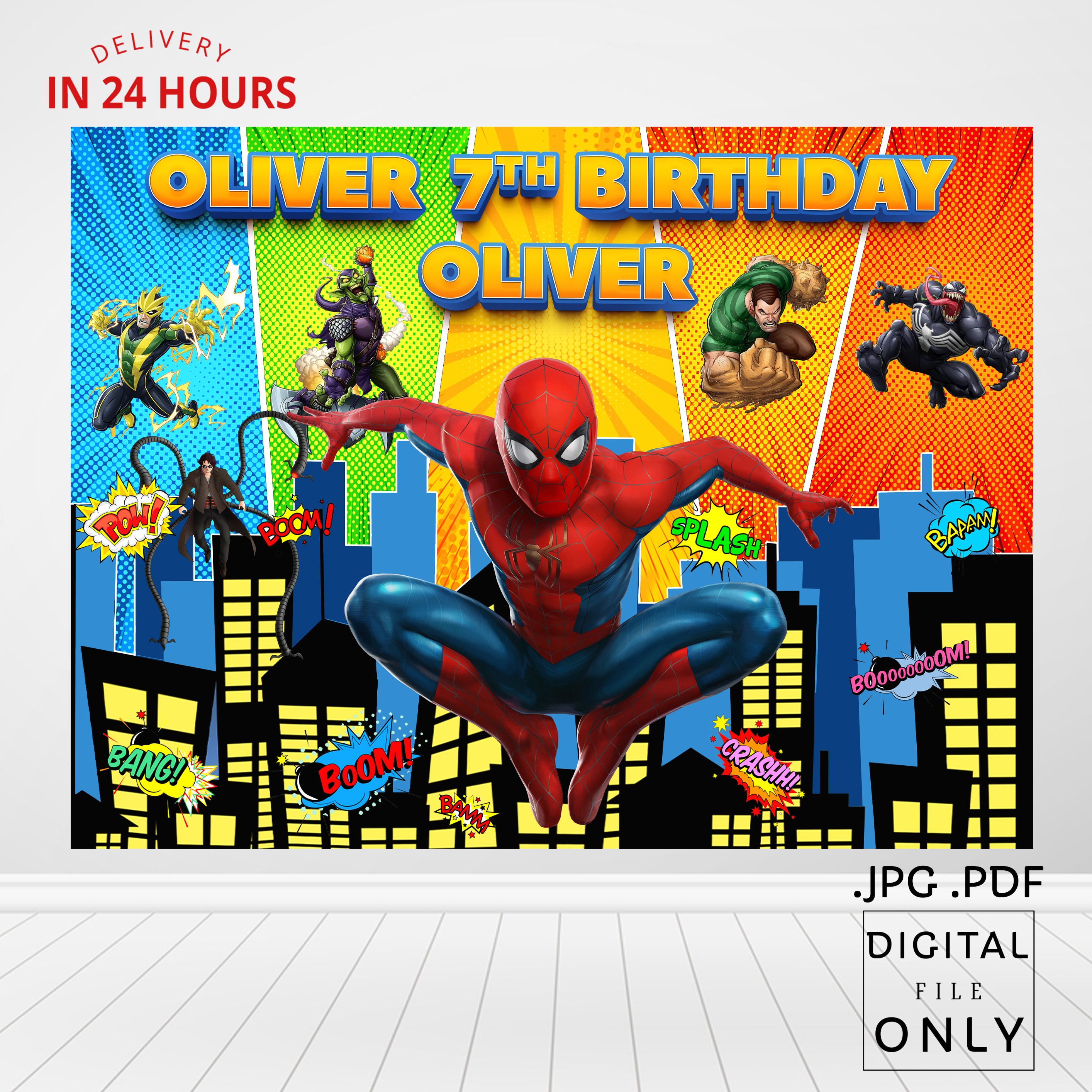 Spiderman Birthday Backdrop, Spiderman  Birthday Banner