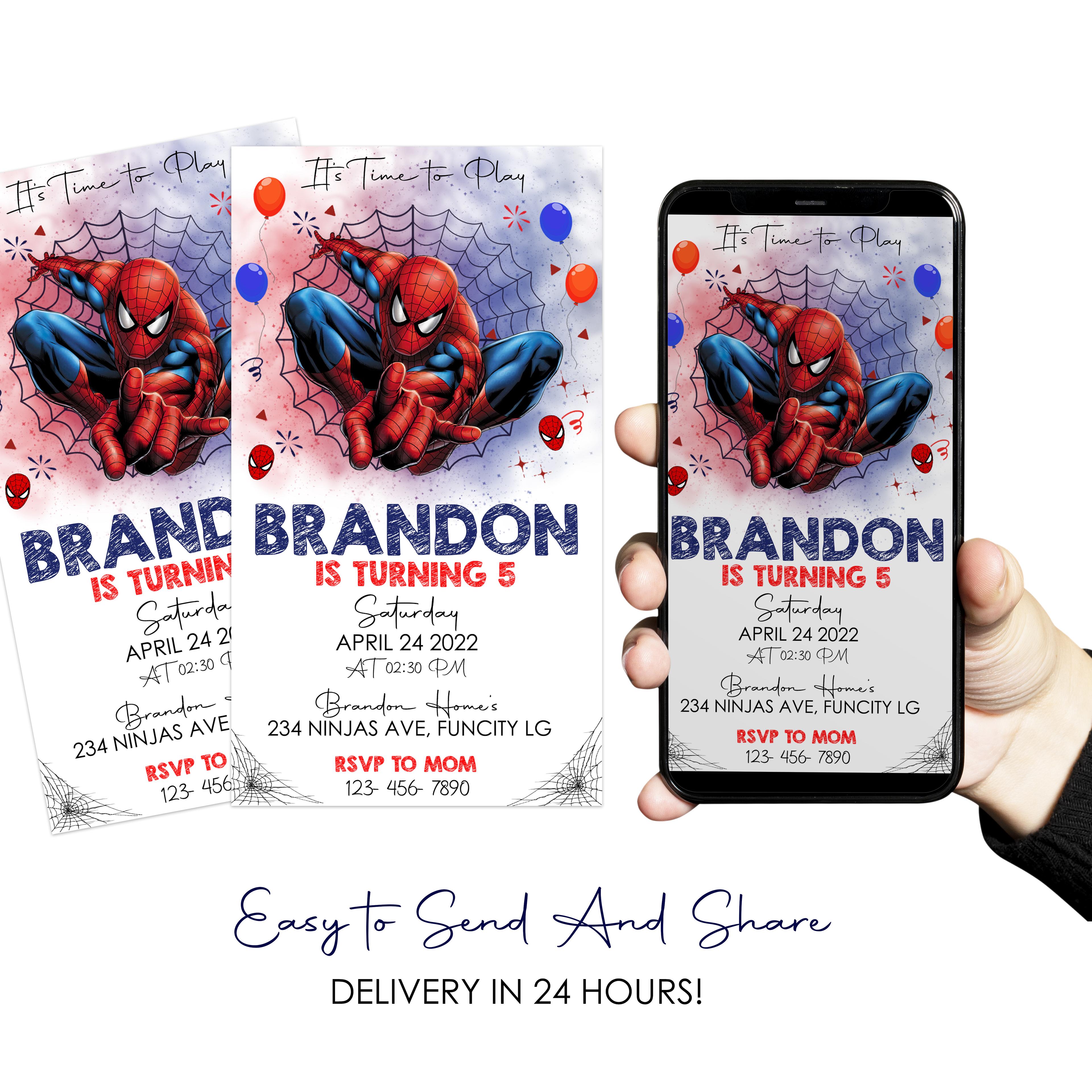 Spiderman Digital Birthday Invitation