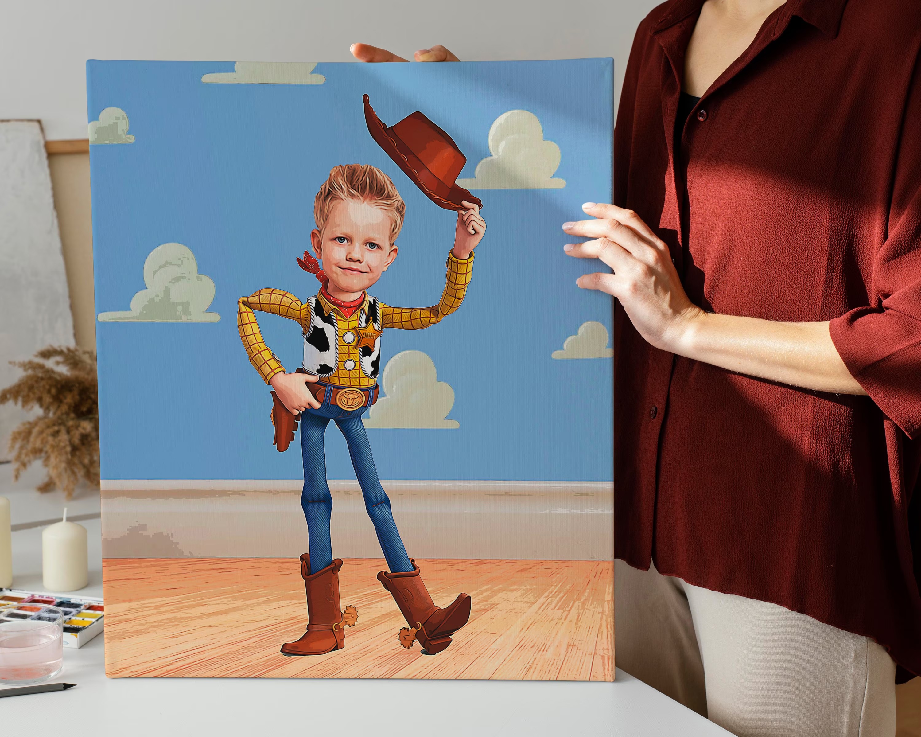 Woody Toys Story Kids Custom Portrait, Get Your Own Superhero Portrait from your photo, Digital File Only