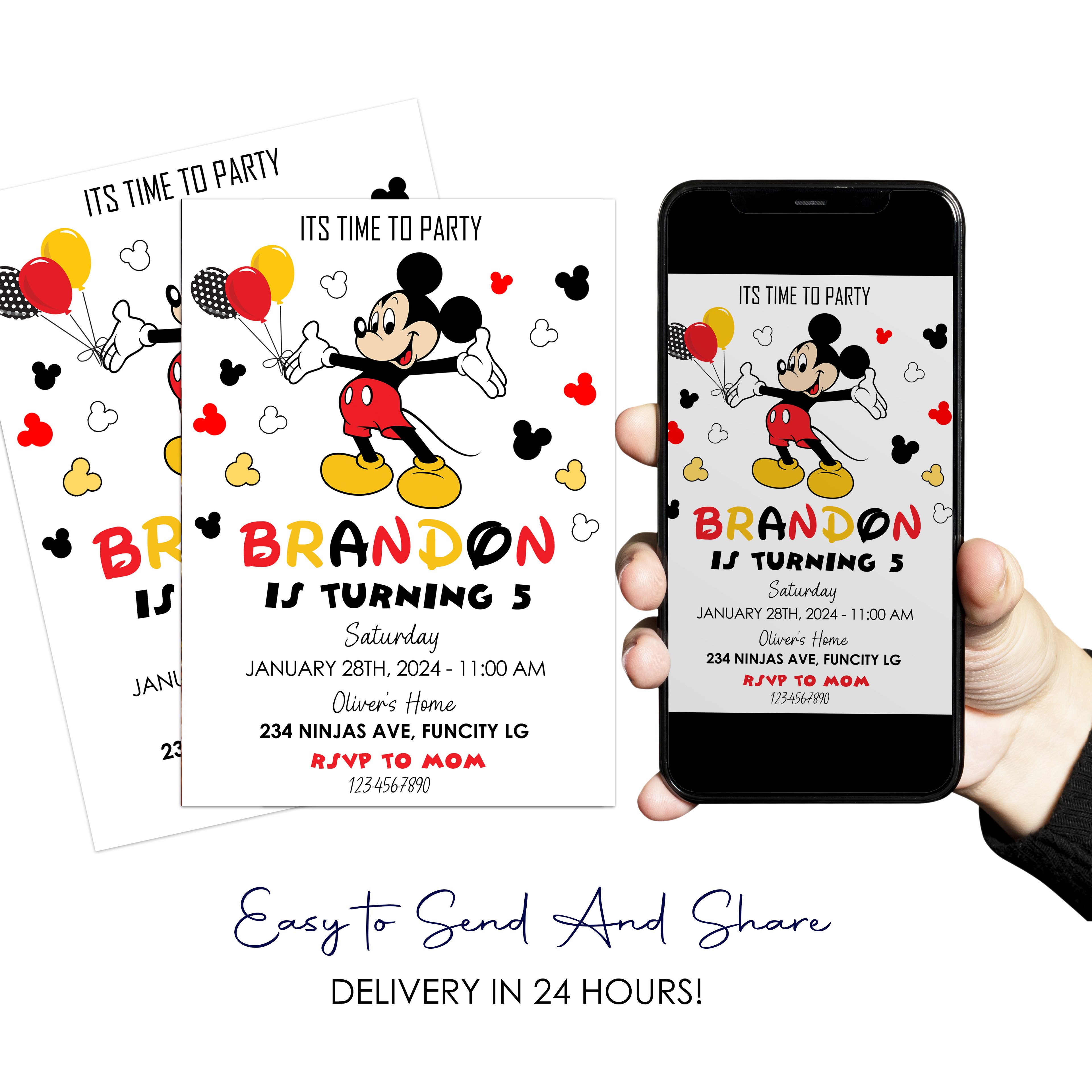 Mickey Mouse Digital Birthday Invitation