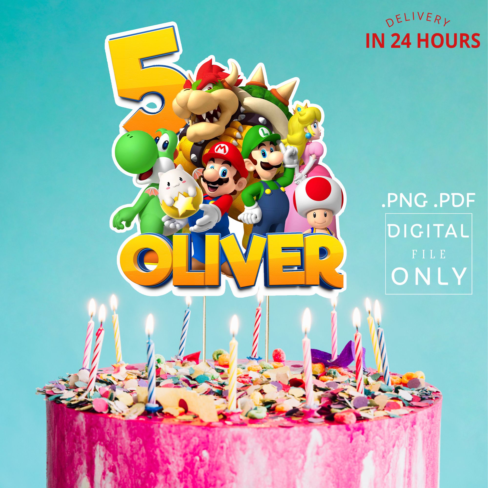 Printable Super Mario Birthday Cake Topper
