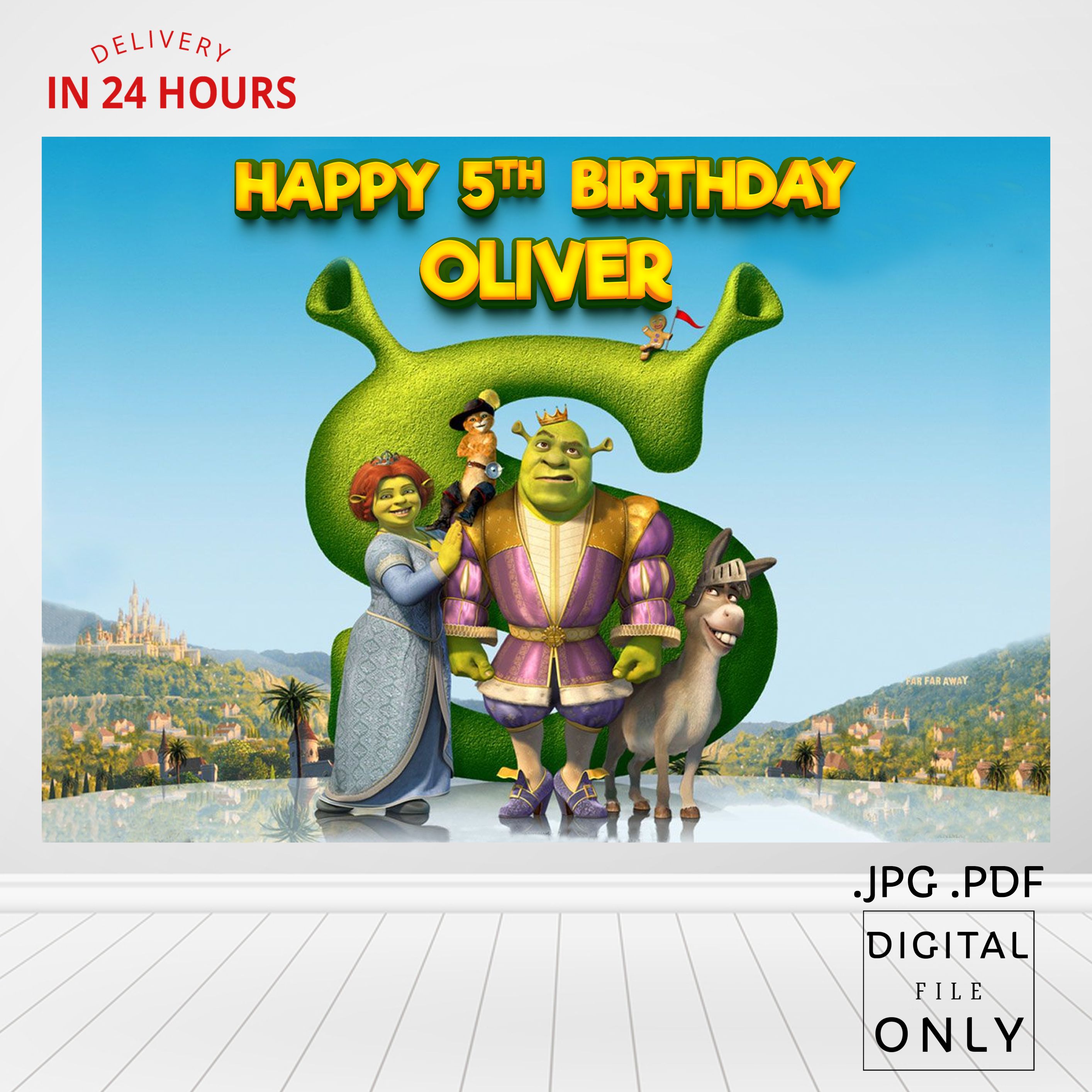 Shrek Birthday Backdrop, Shrek Birthday Banner