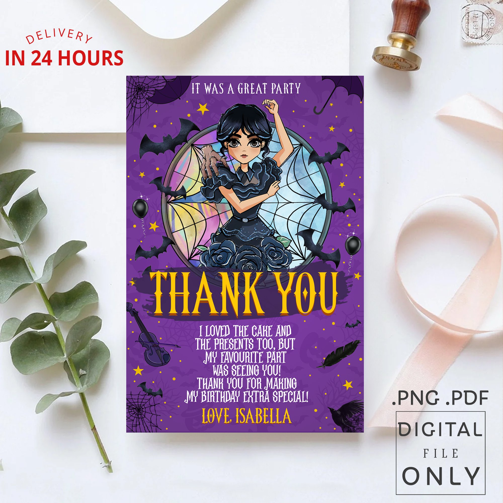 Wednesday Thank You Card - Digital File