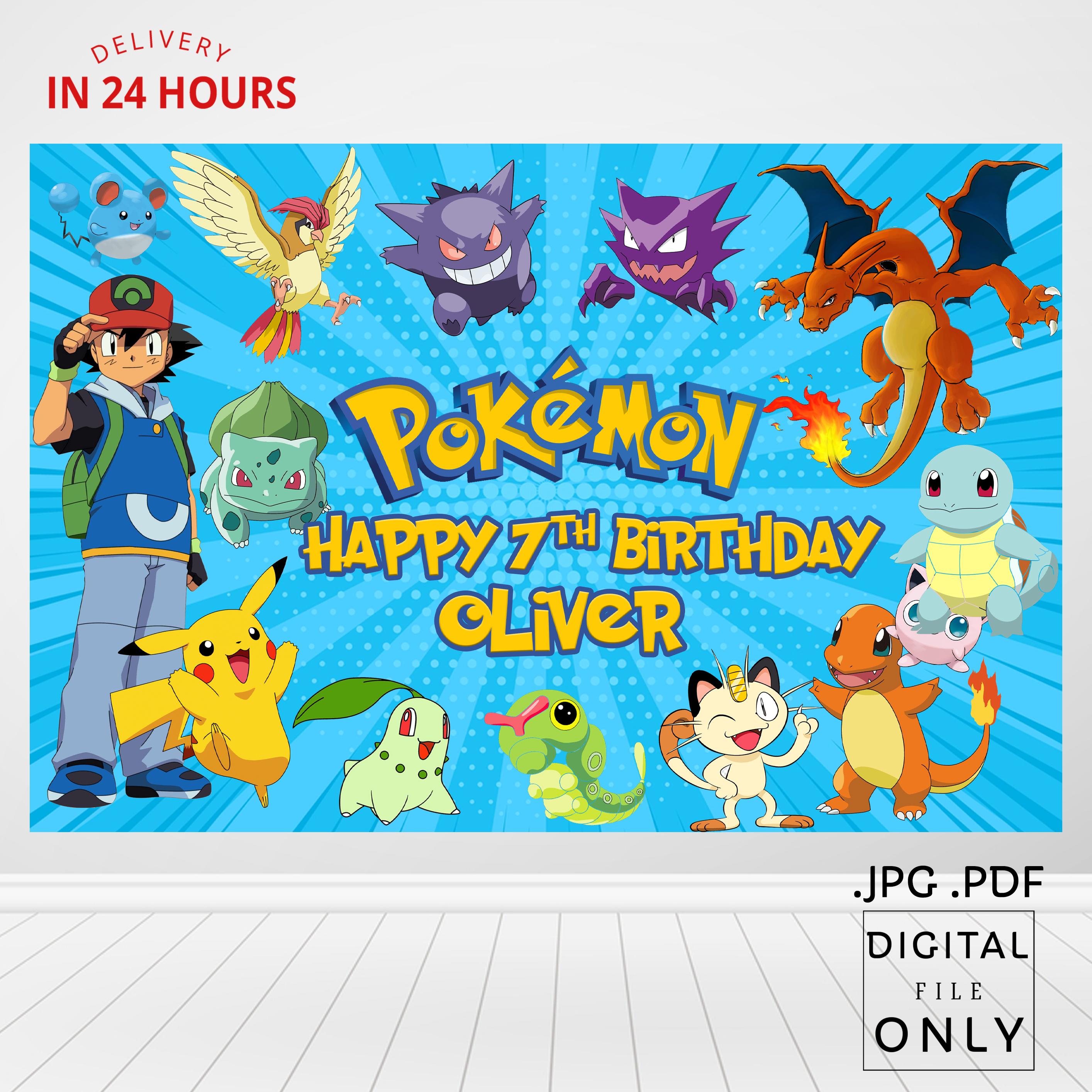Pokemon Birthday Backdrop, Pokemon Birthday Banner