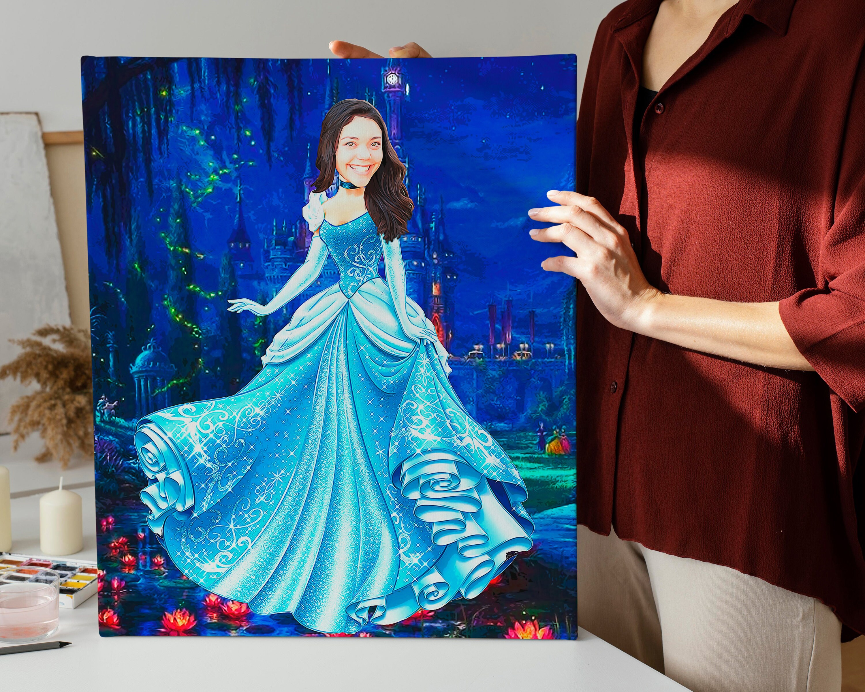 CINDERELLA Princess Custom Portrait, Cinderella Princess Birthday Backdrop,Digital File Only