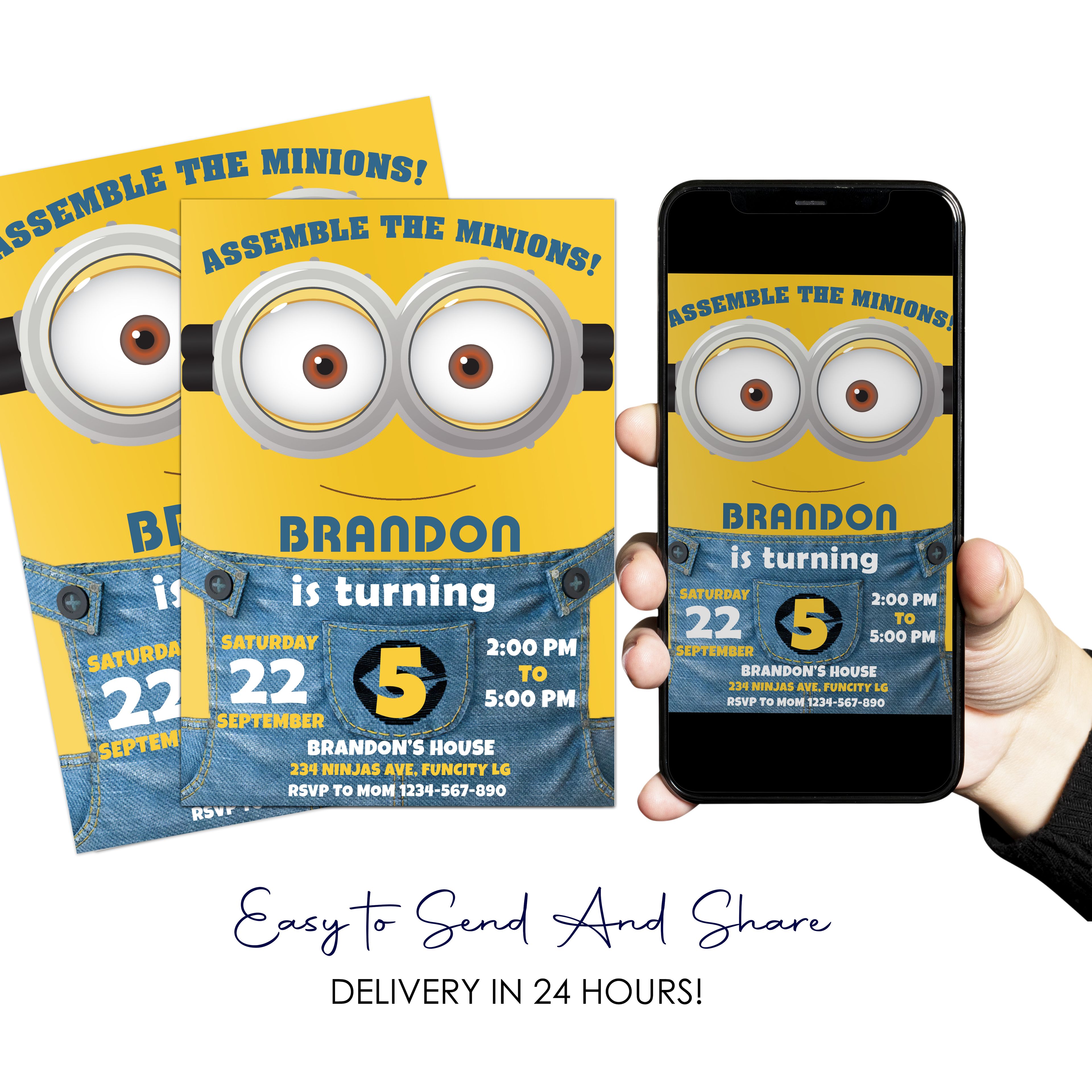 Minions Digital Birthday Invitation