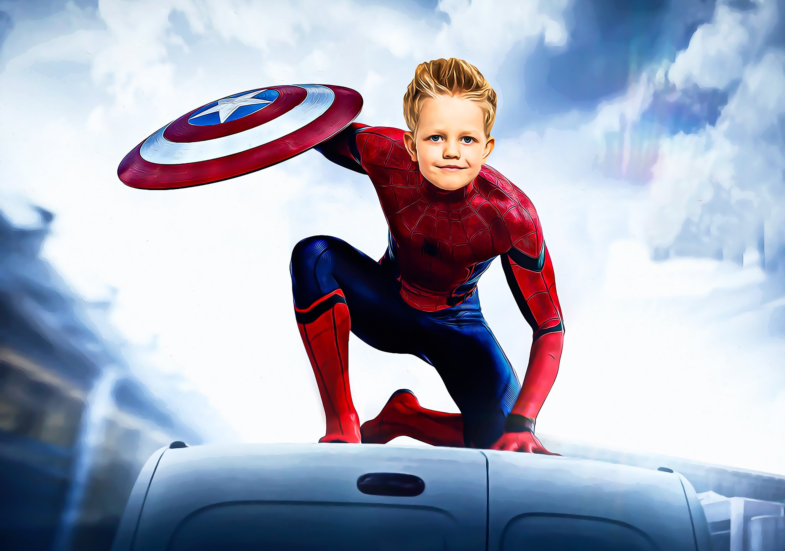 Spiderman Kids Custom Portrait,Get Your Own Superhero Portrait from your photo,Digital File Only