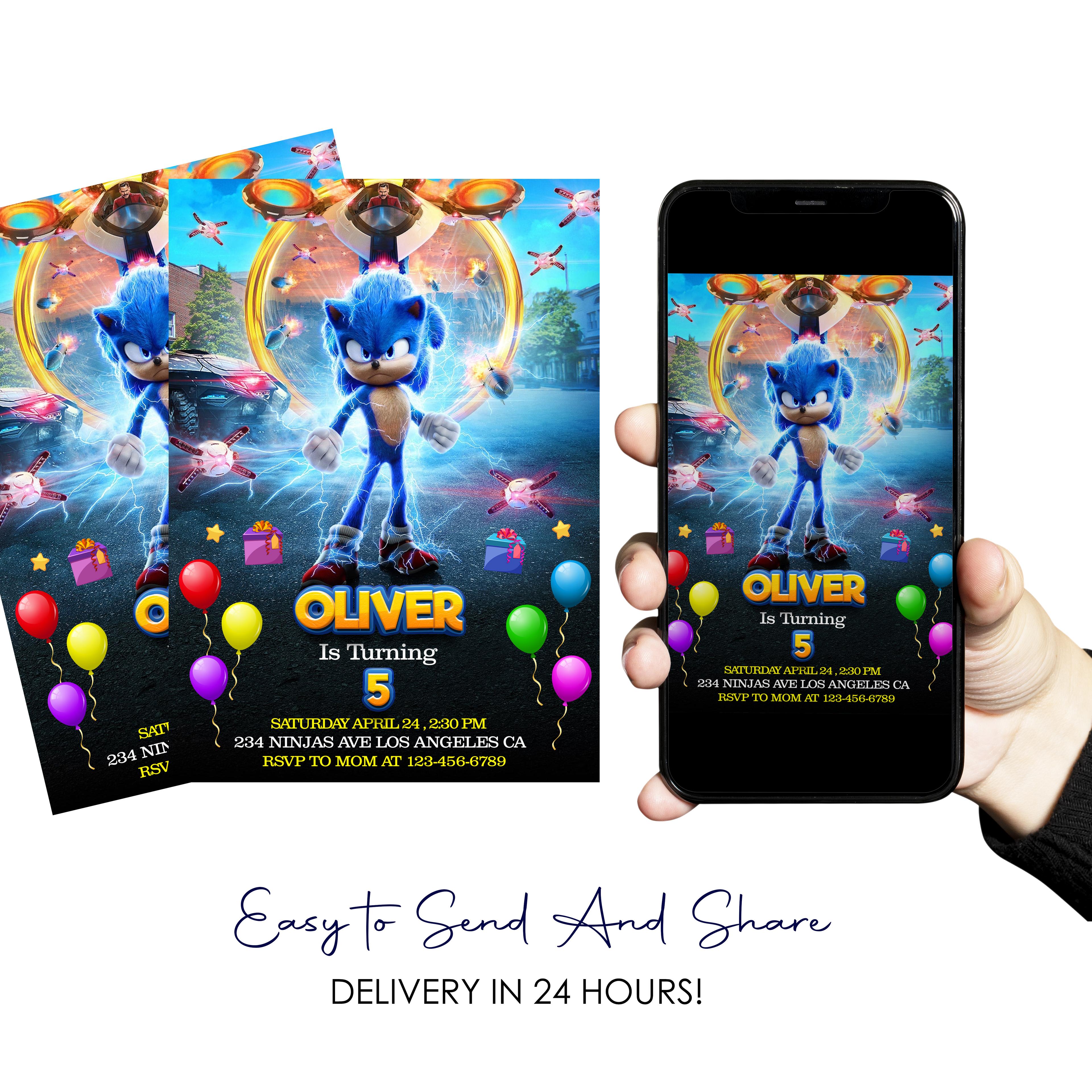 Sonic hedgehog Digital Birthday Invitation