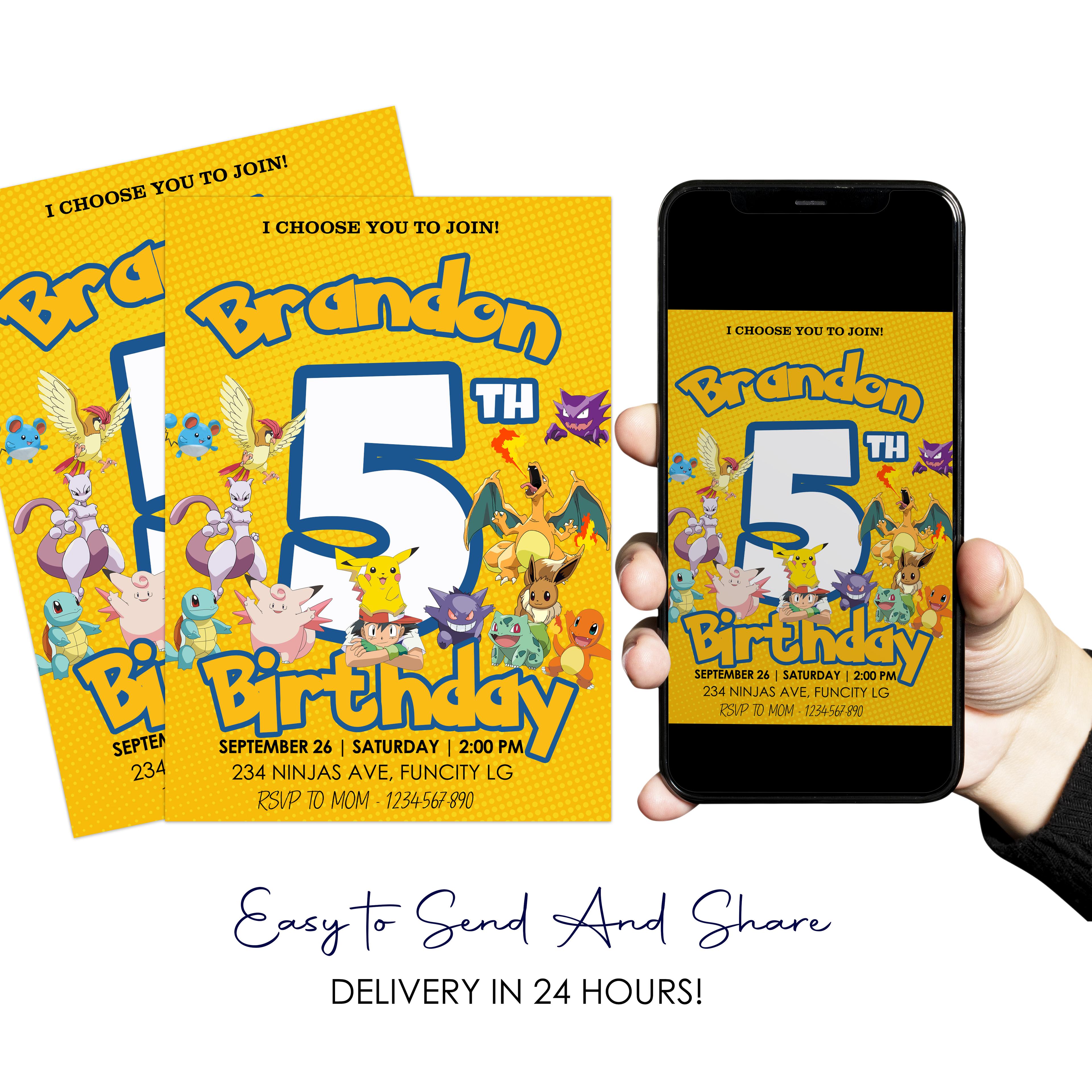 Pokemon Birthday Digital Invitation