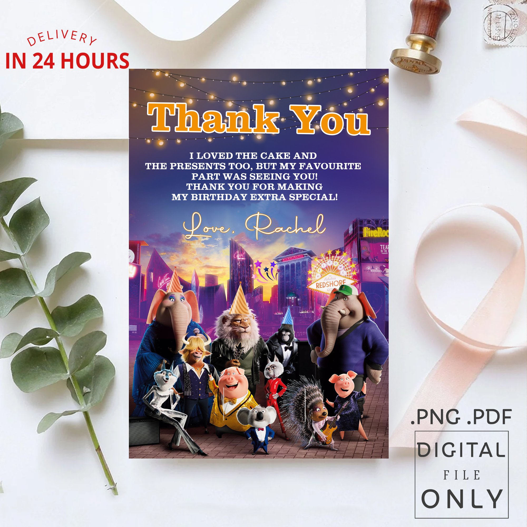 Sing 2 Thank You Card - Digital File