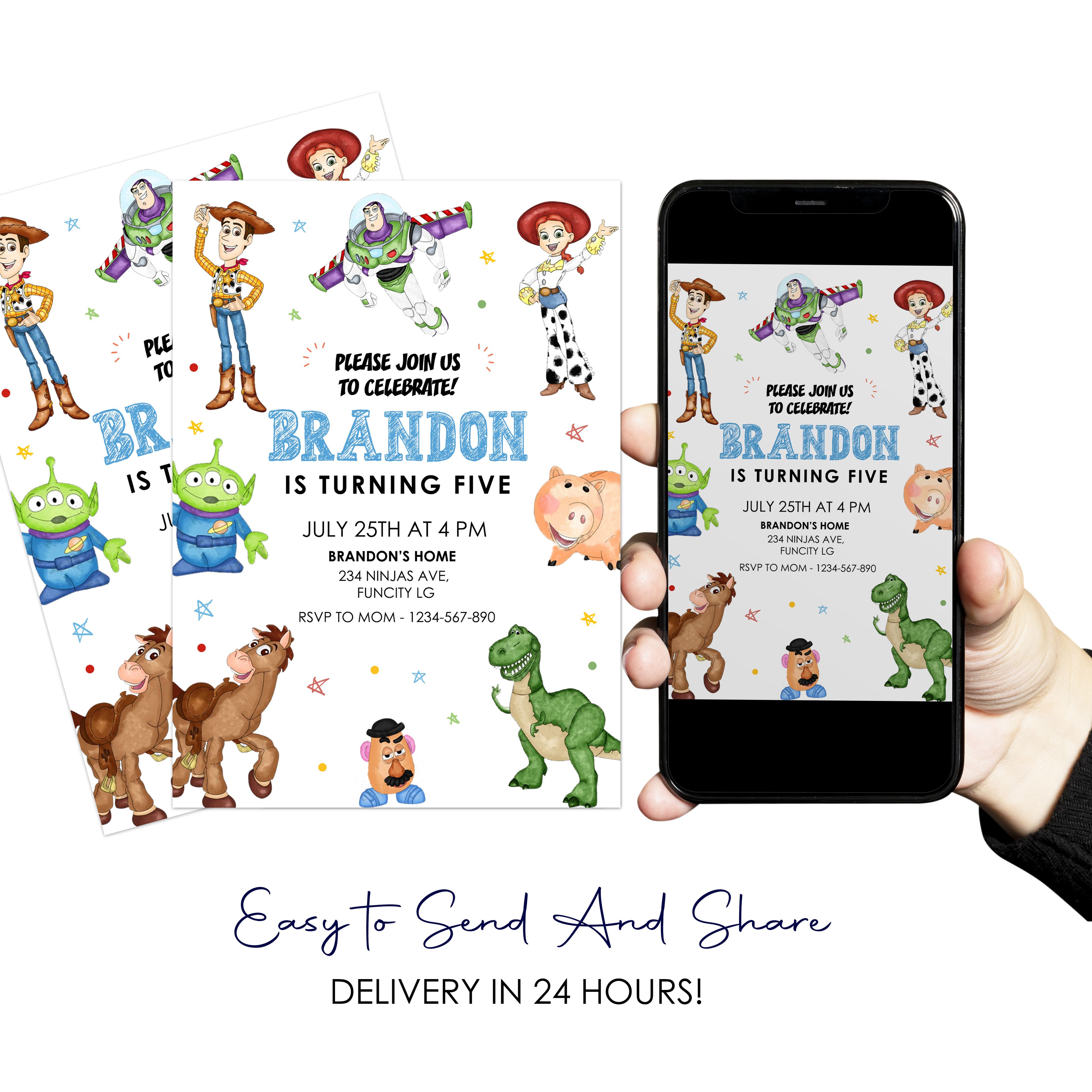 Printable Toy Story Birthday Digital Invitation