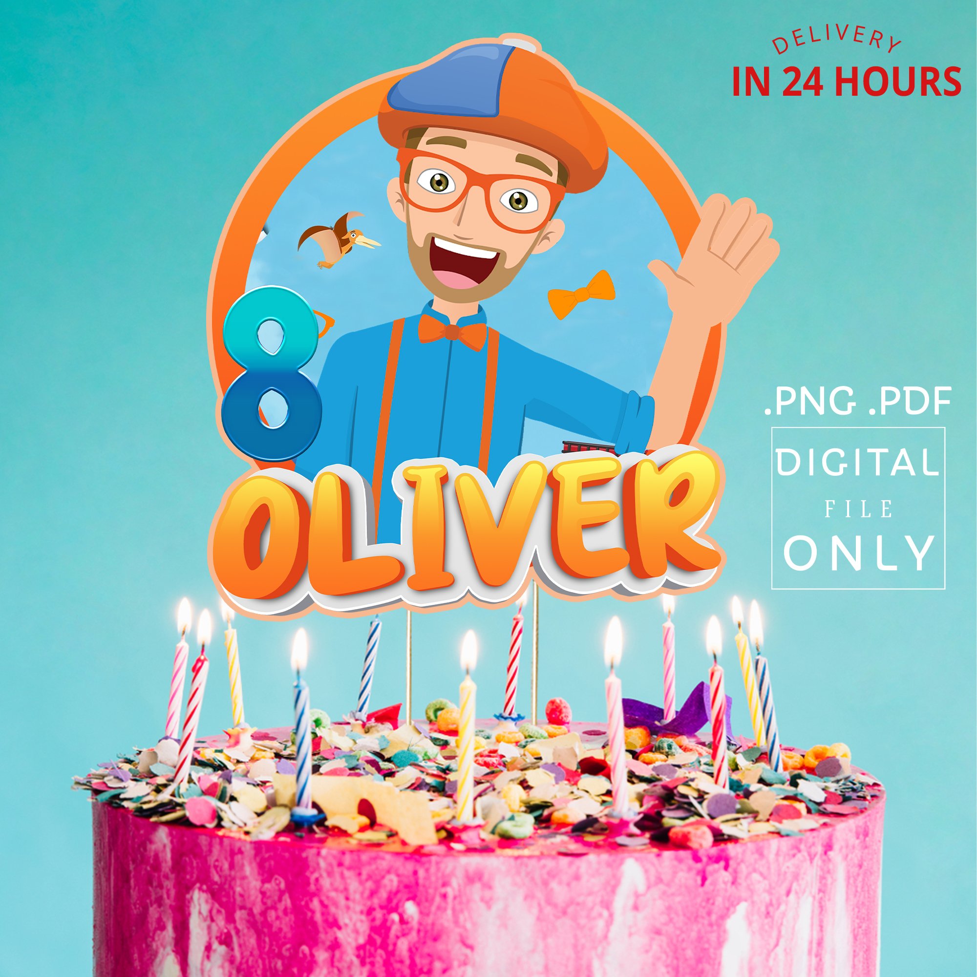 Printable Blippi Birthday Cake Topper