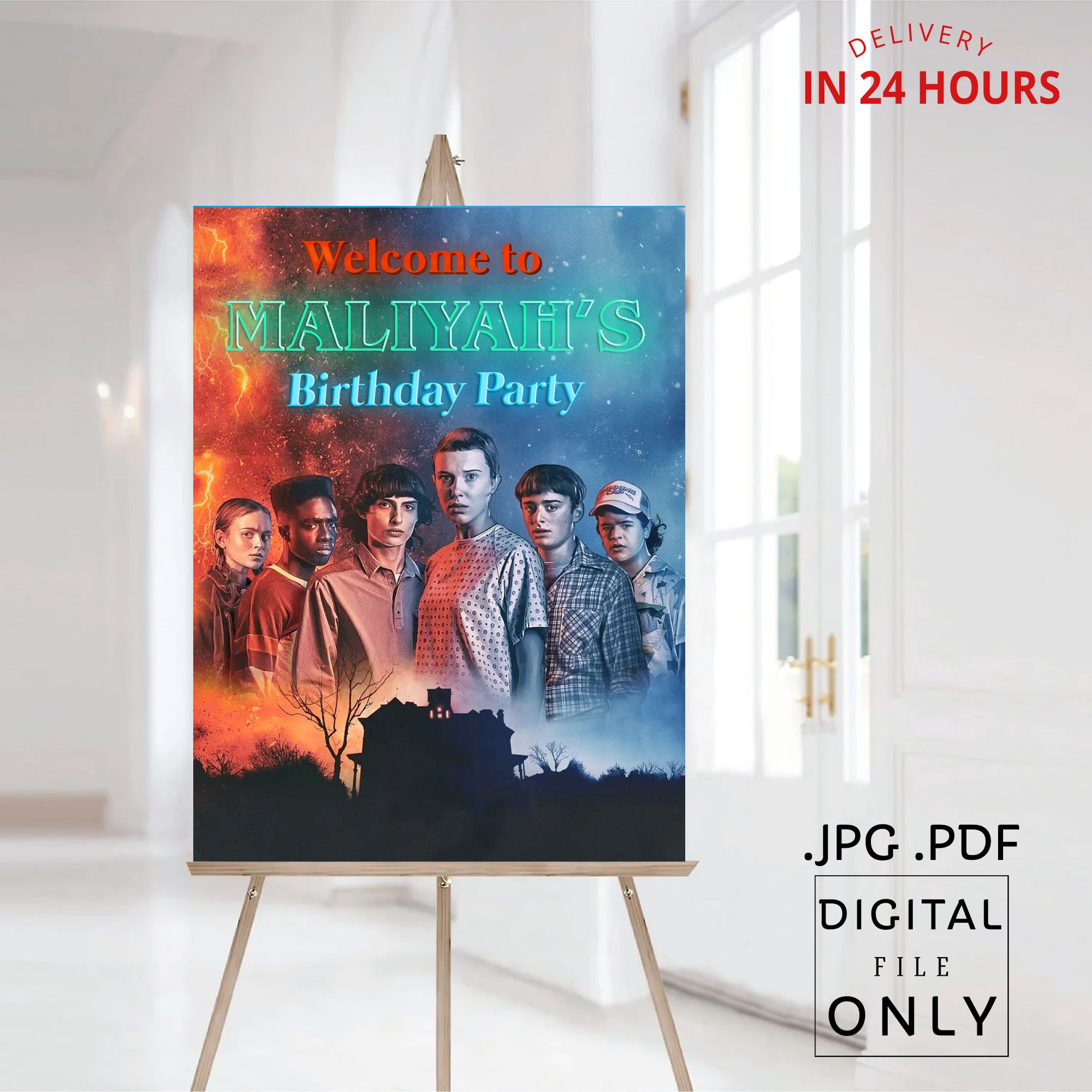 Stranger Things Birthday Welcome Sign Digital File