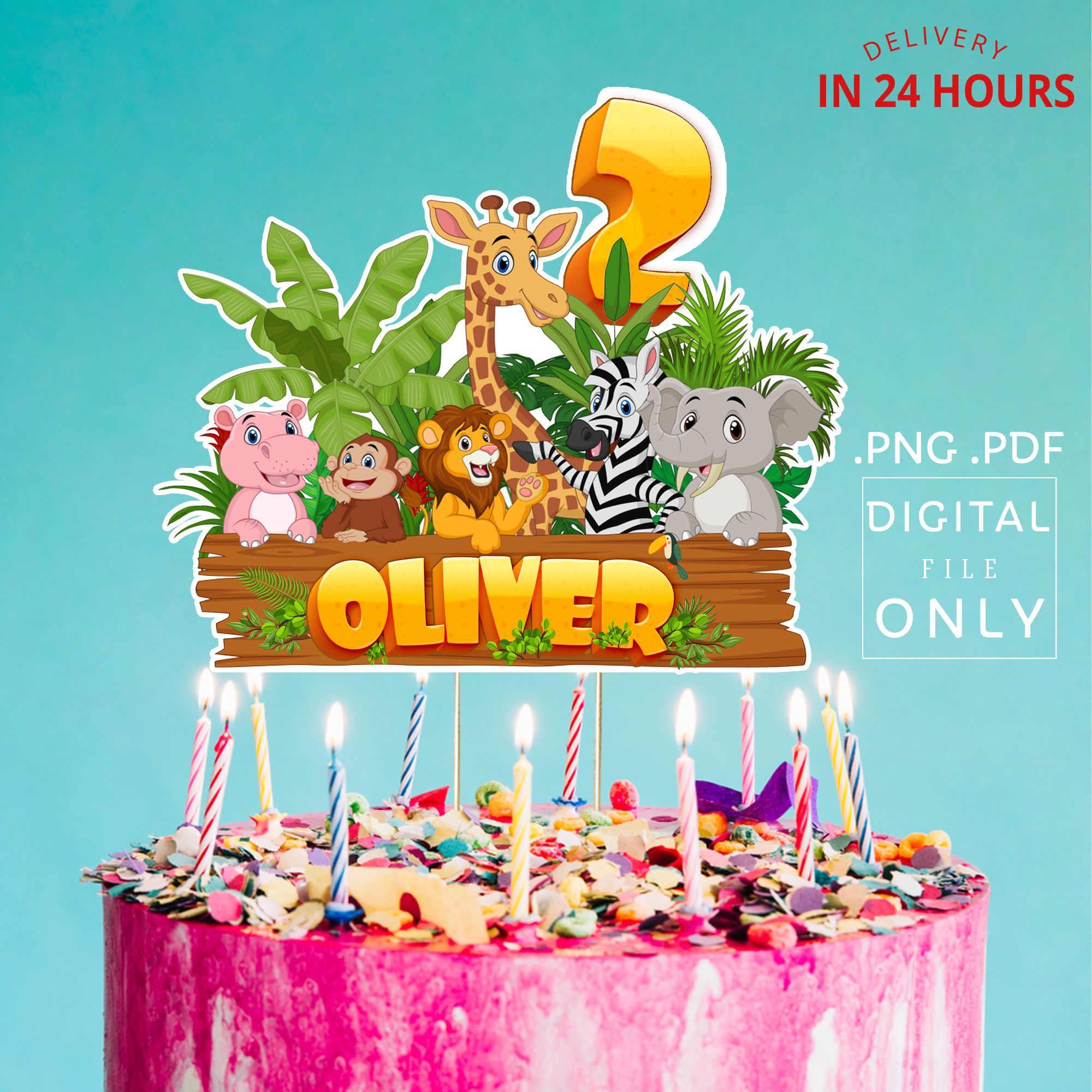 Printable Safari Birthday Cake Topper