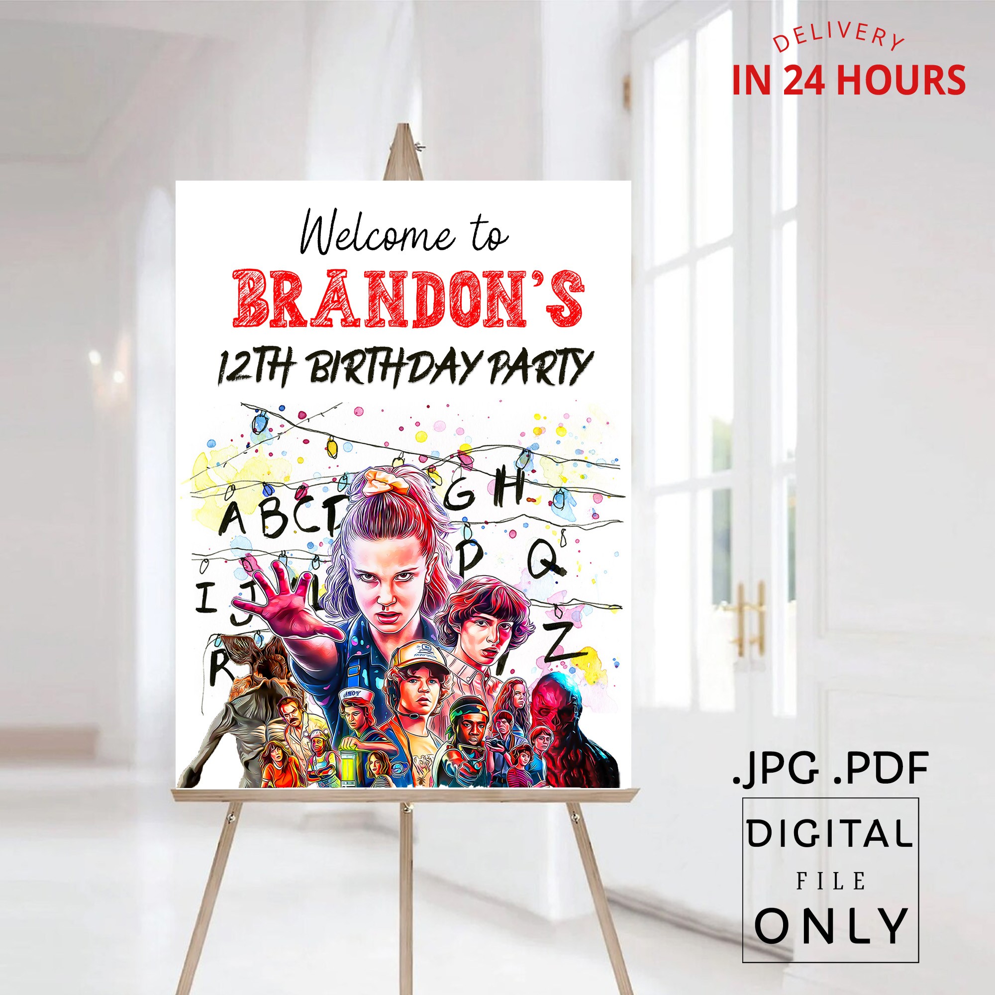 Printable Stranger Things Birthday Welcome Sign Digital File