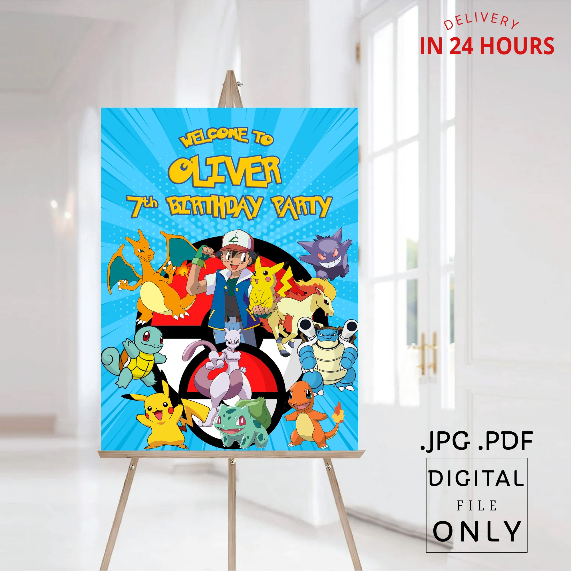 Pokemon Theme Birthday Welcome Sign Digital File