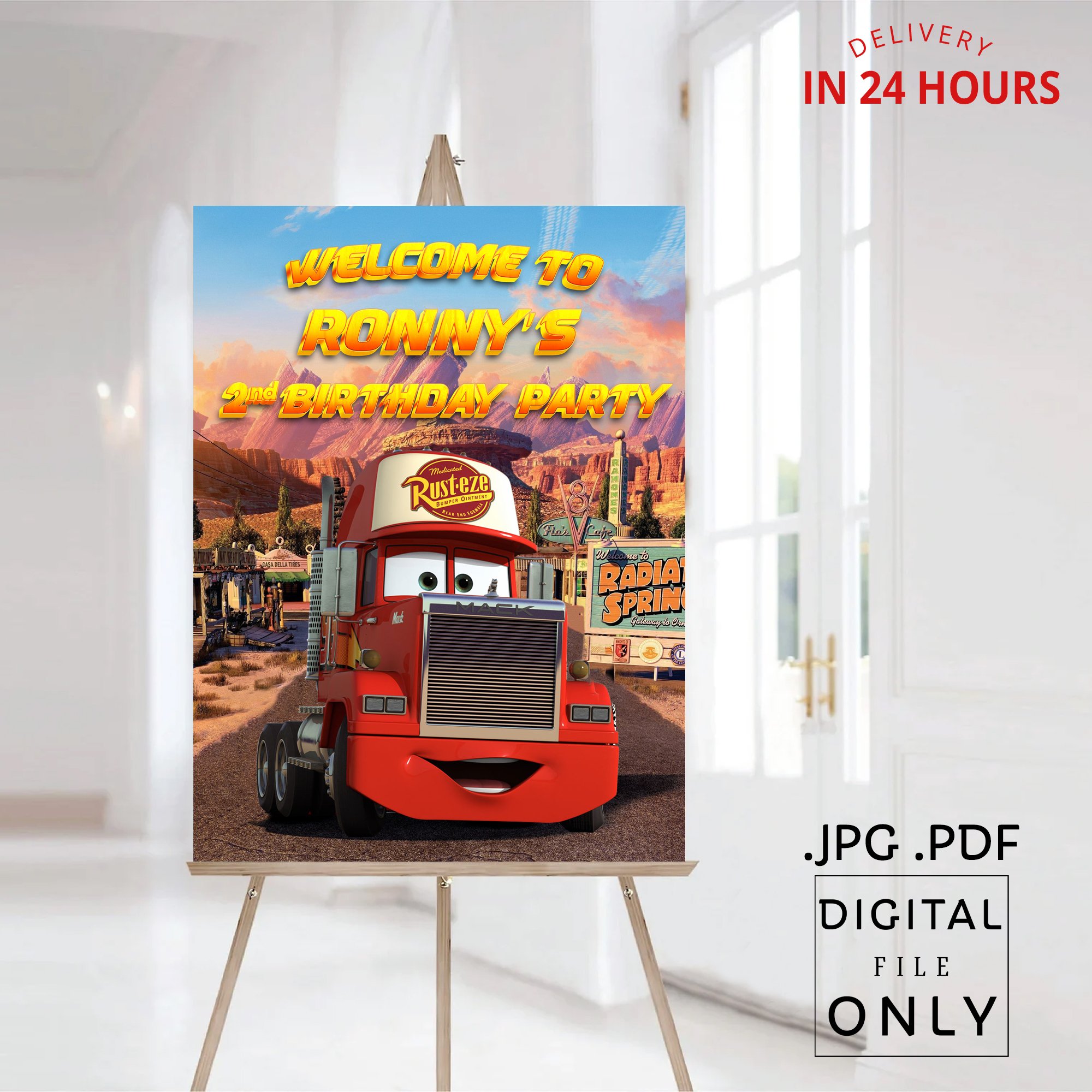 Cars Mack Birthday Welcome Sign Digital File