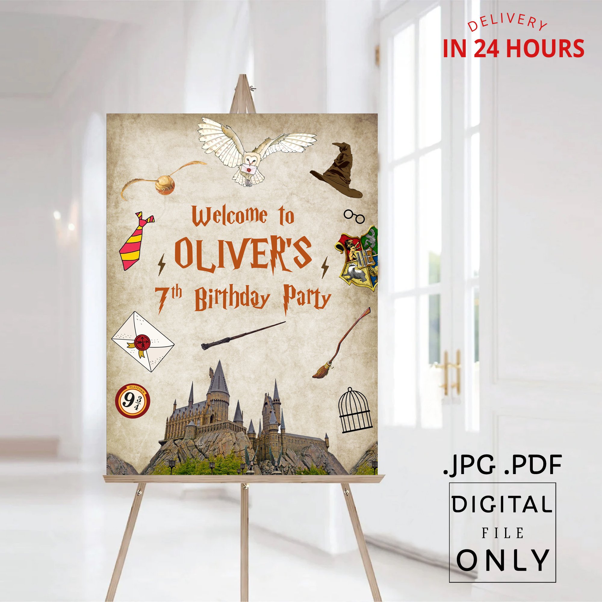 Wizard Theme Birthday Welcome Sign Digital File