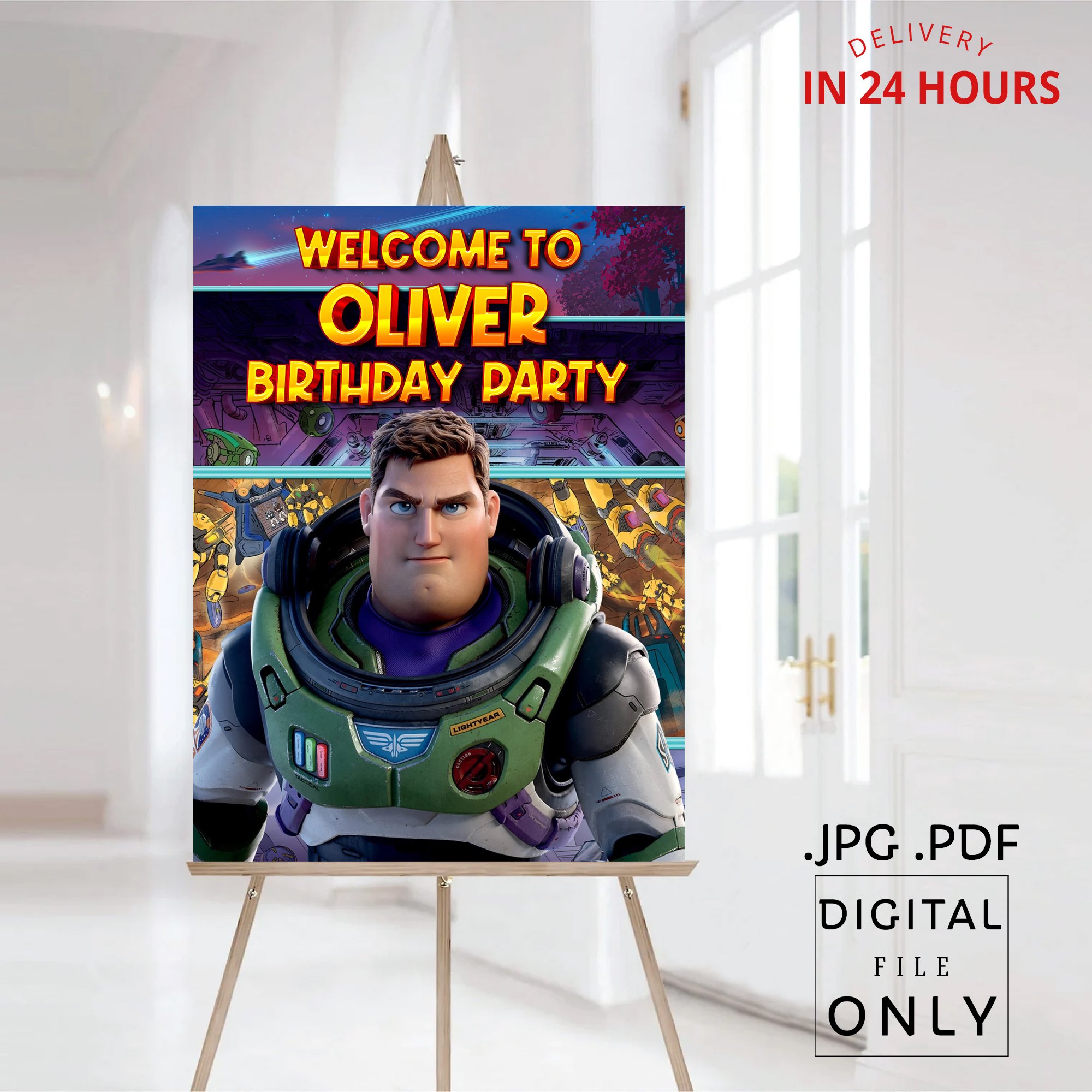 Buzz Lightyear Birthday Welcome Sign Digital File