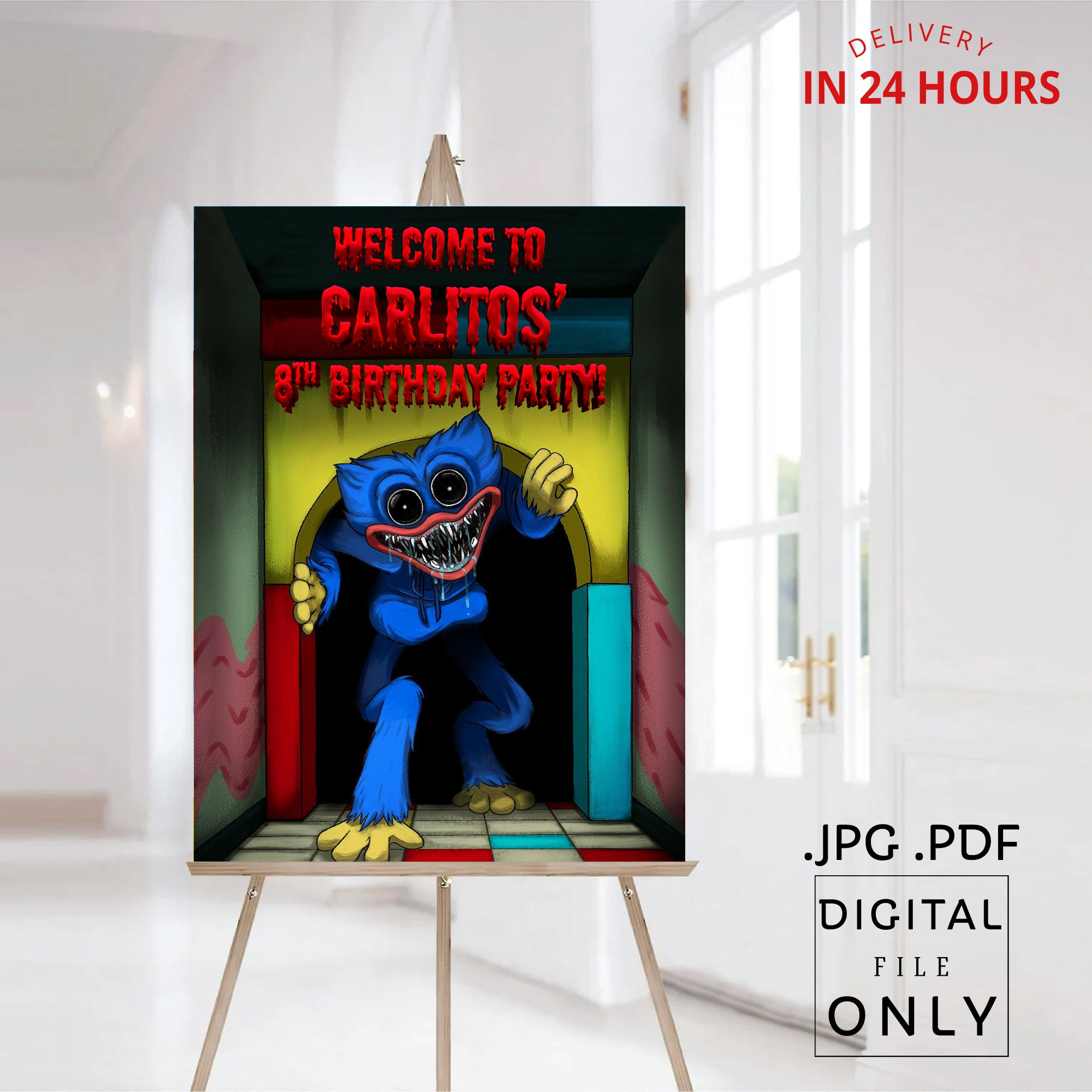 Huggy Wuggy Birthday Welcome Sign Digital File