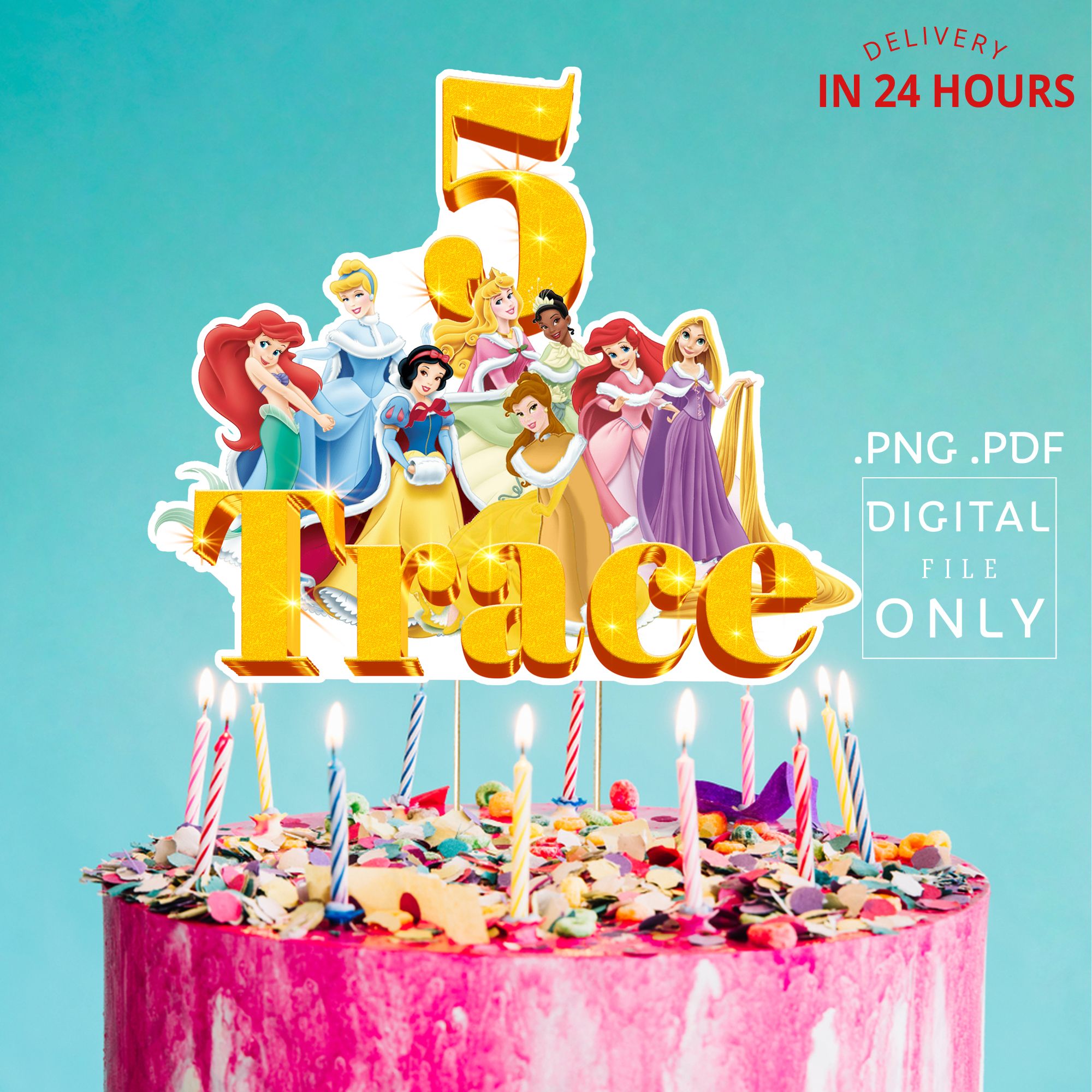 Printable Princess Birthday Cake Topper