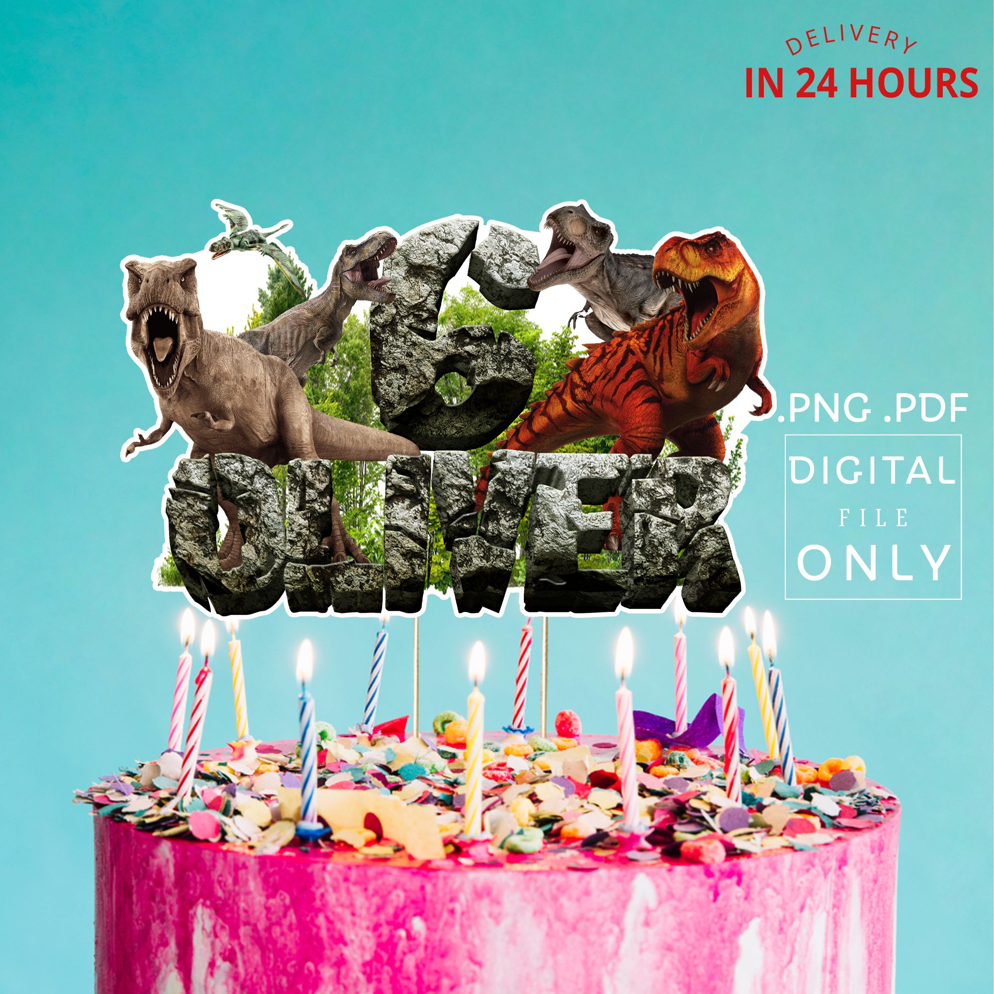 Printable Jurassic Dinosaur Birthday Cake Topper