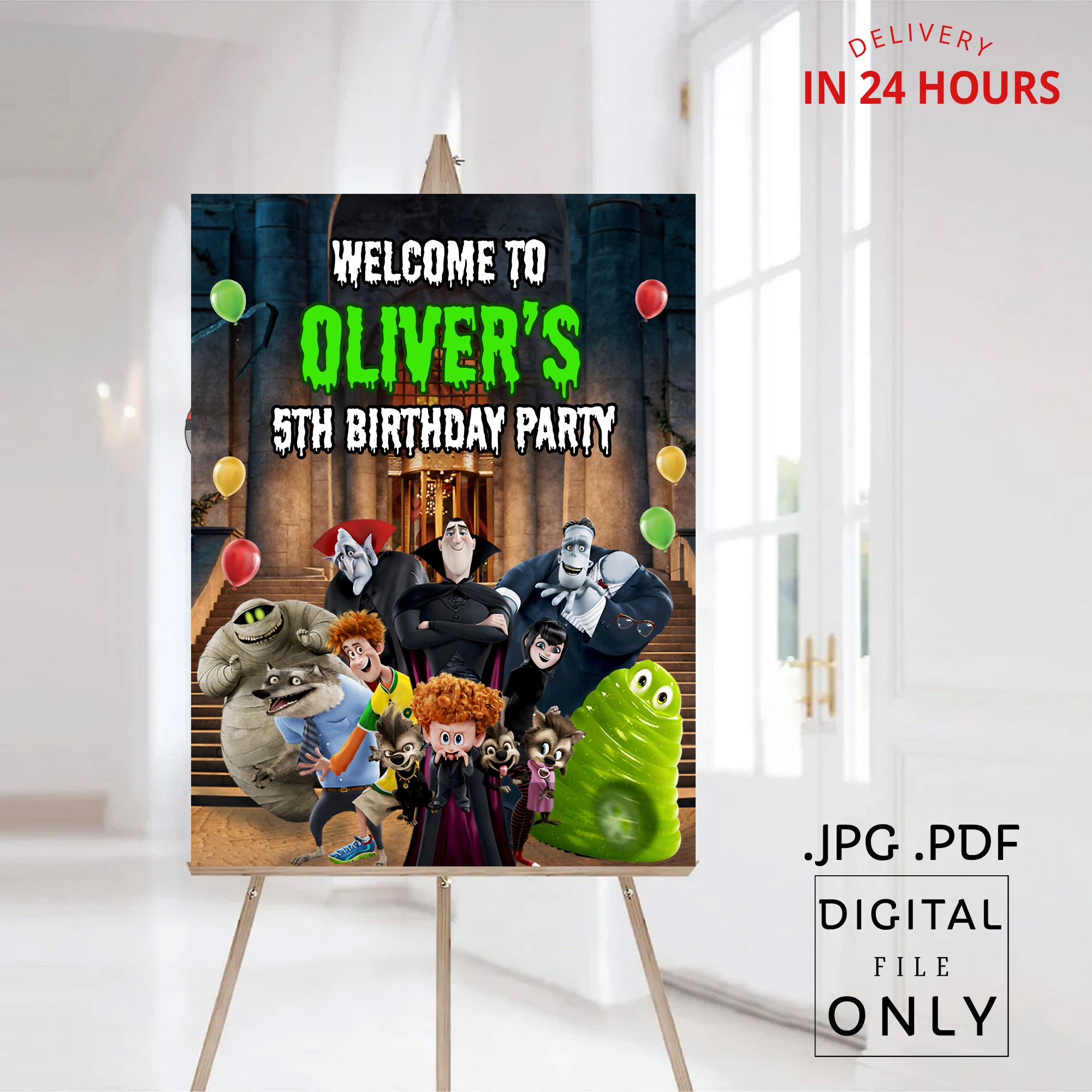 Otel Transilvanya Birthday Welcome Sign Digital File