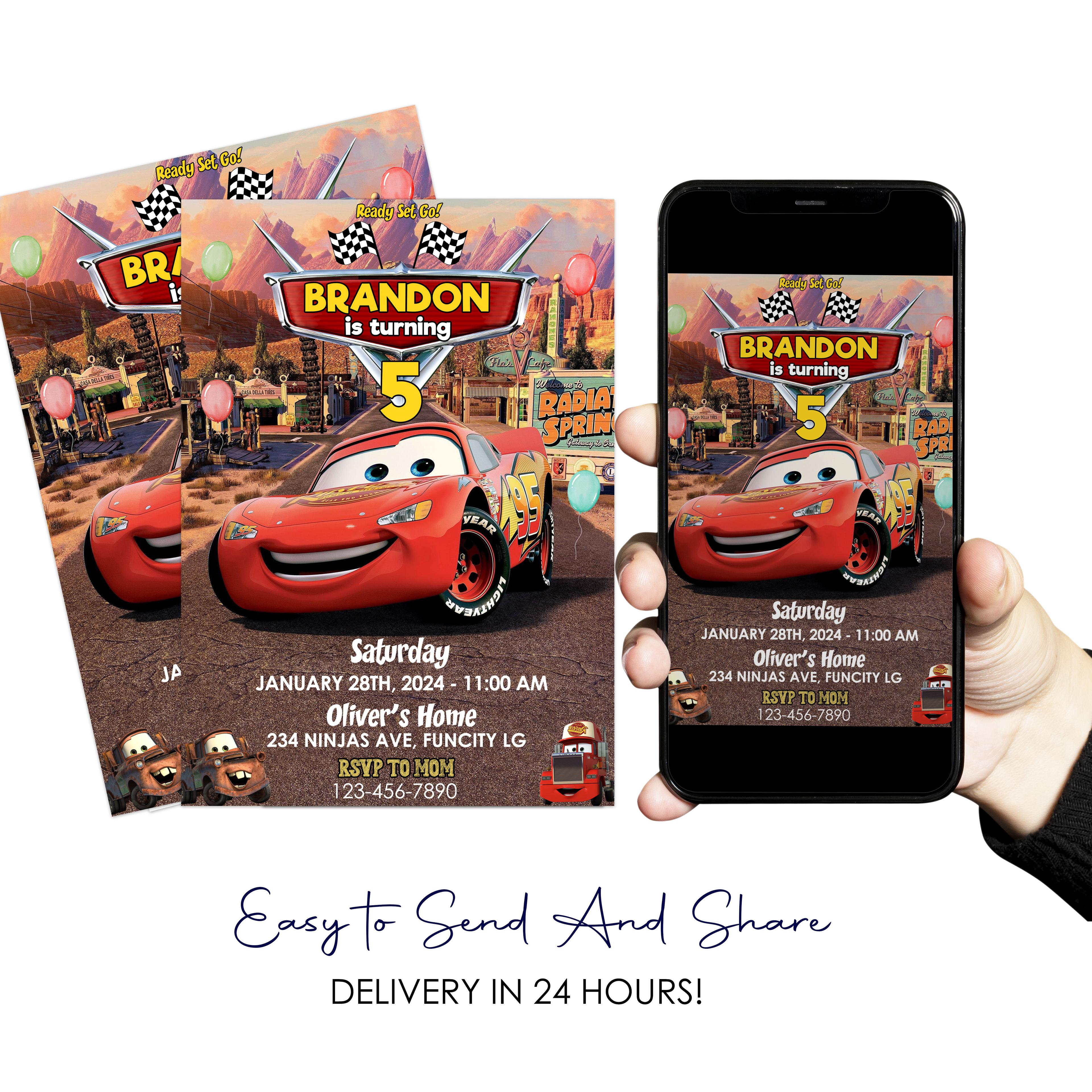 Disney Cars Birthday Digital Invitation