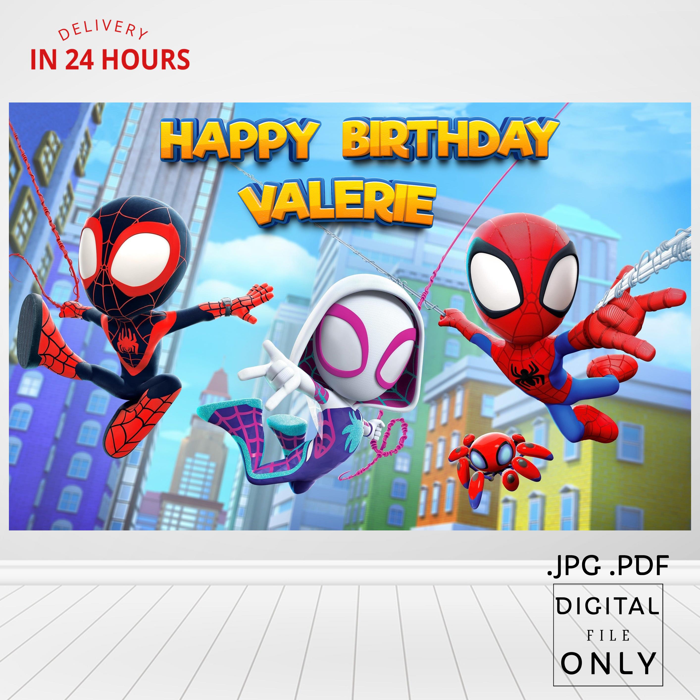 Spidey and His Amazing Friends Birthday Backdrop, Spidey and His Amazing Friends Birthday Banner