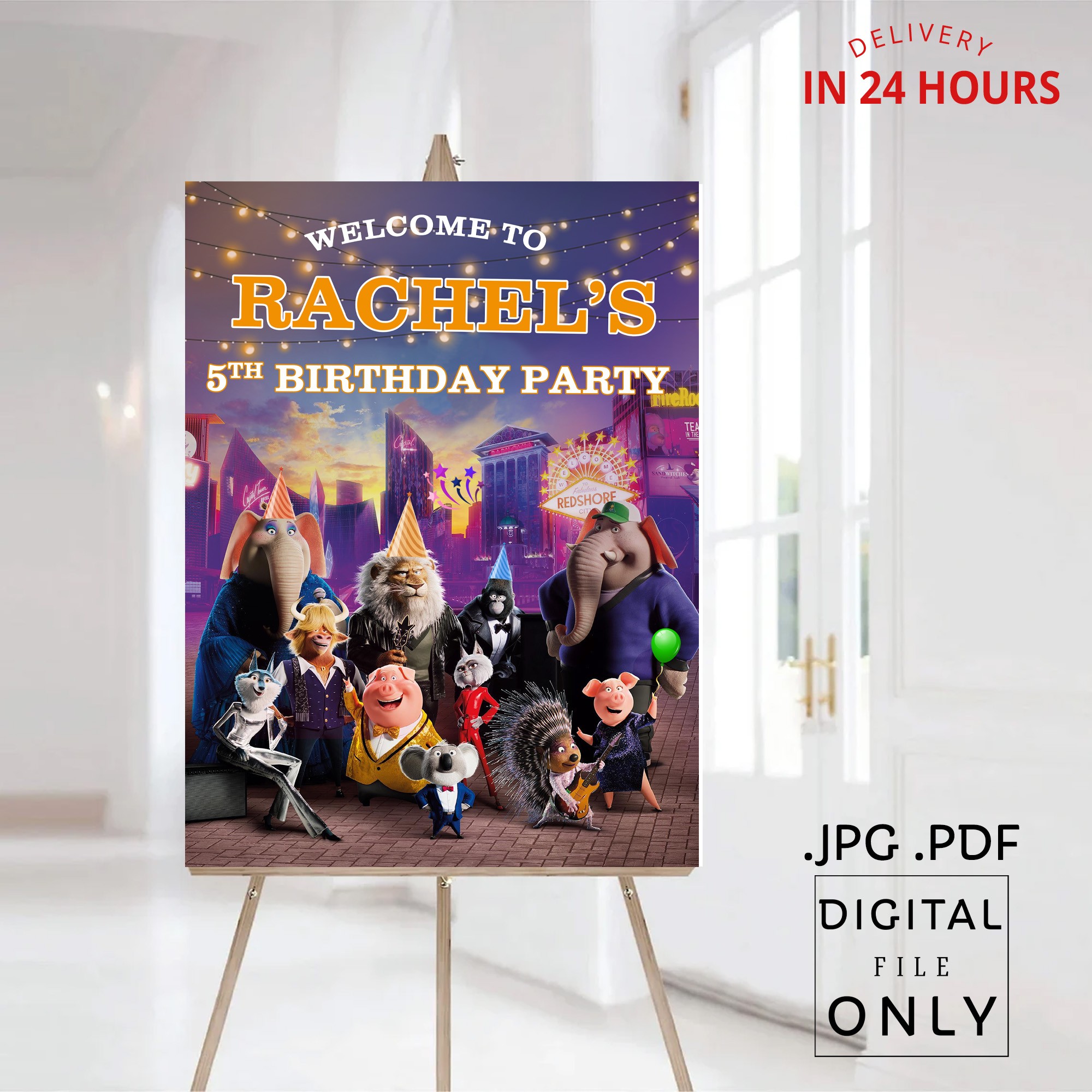 Printable Sing 2 Theme Birthday Welcome Sign Digital File