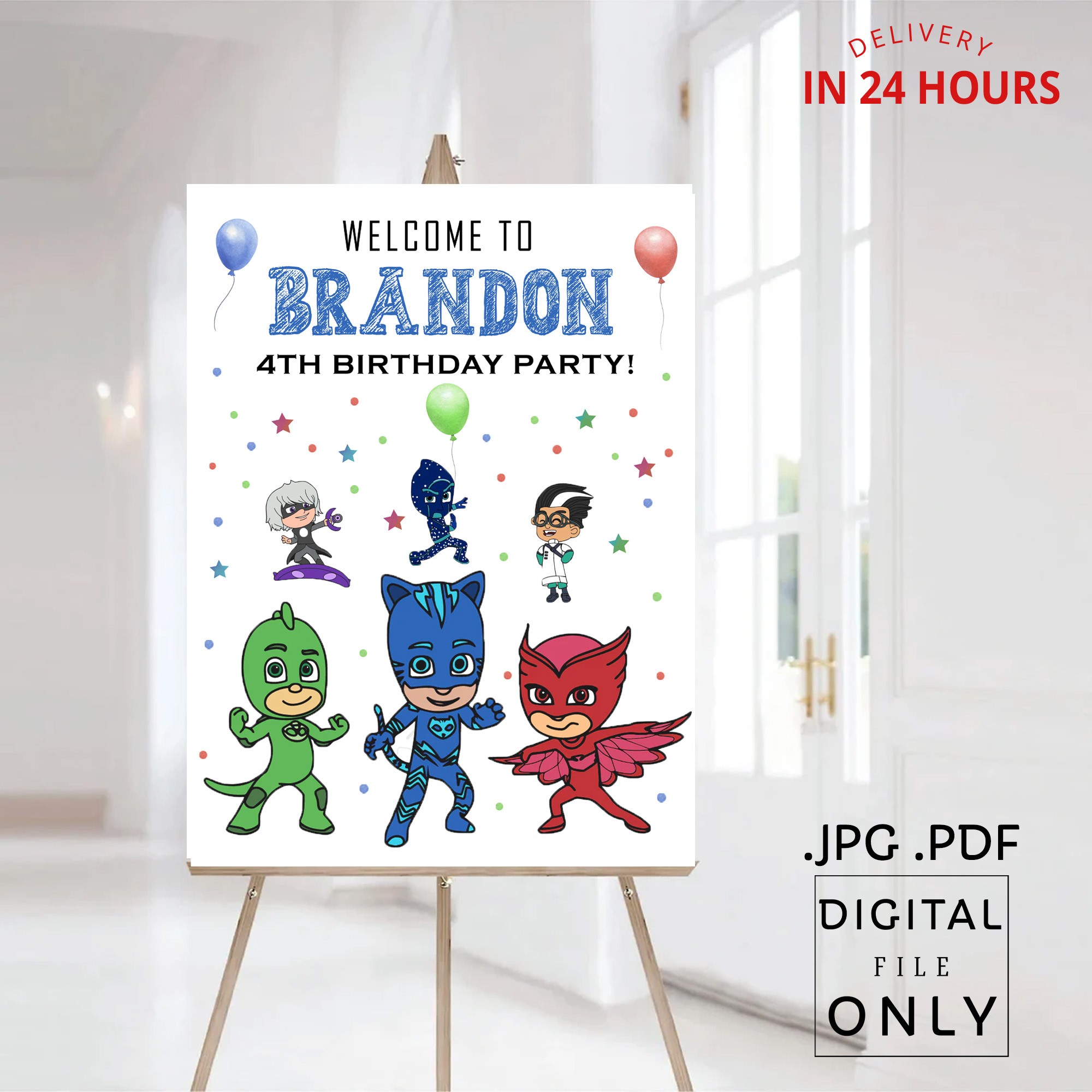 Printable Pj Masks Birthday Welcome Sign Digital File