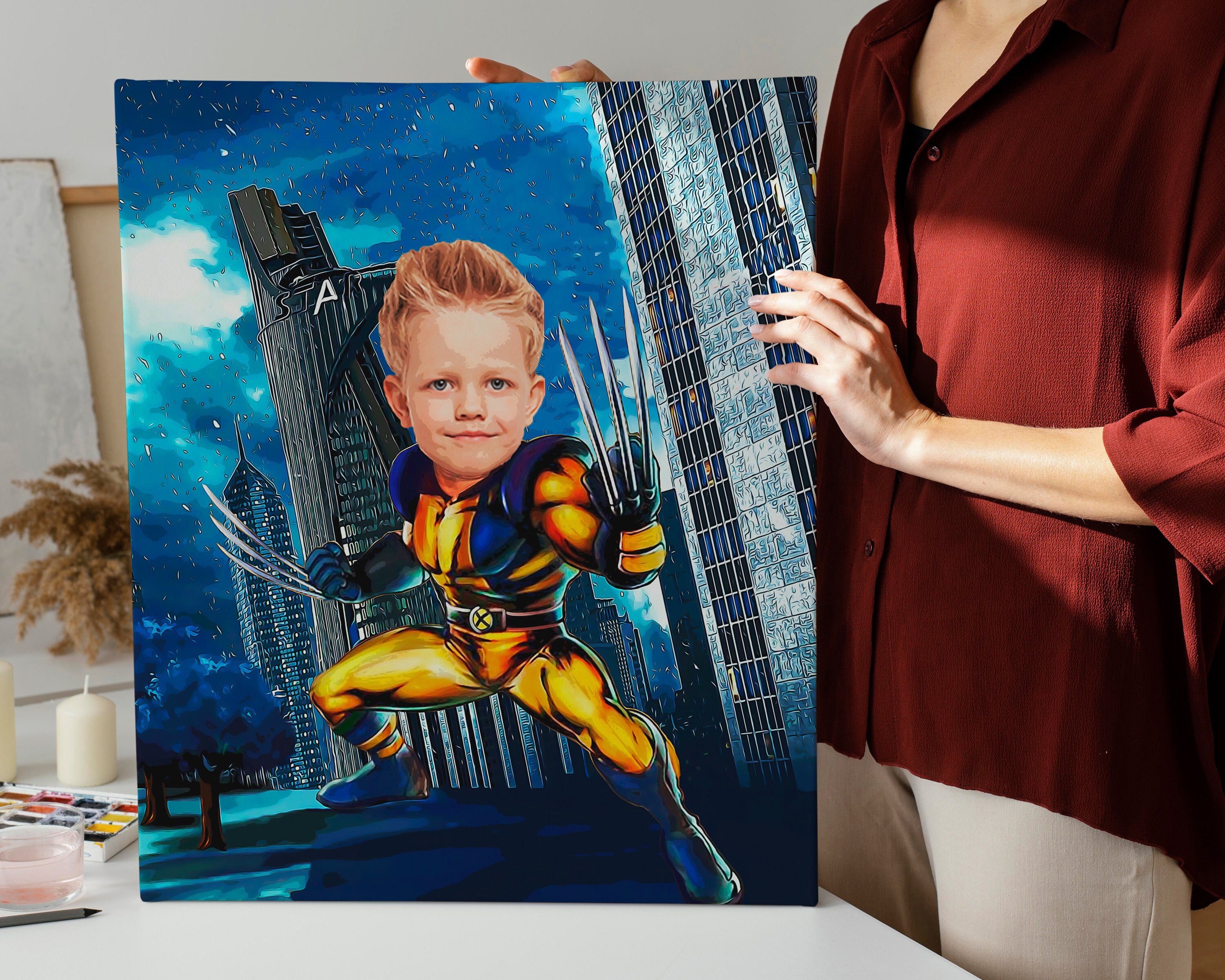 SuperHero Wolverine Custom Portrait,Get Your Own Superhero Portrait from your photo,Digital File Only