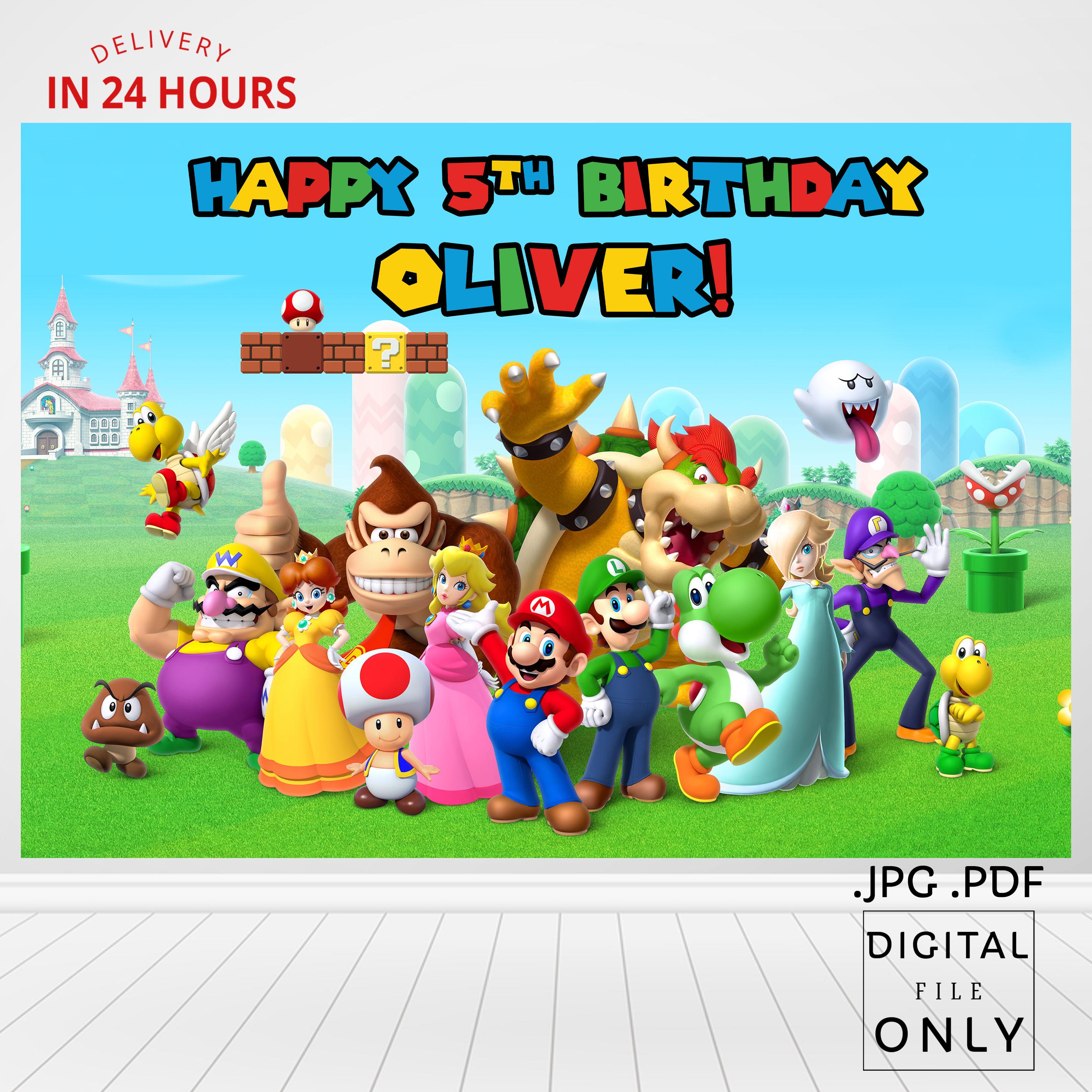Super Mario Birthday Backdrop, Super Mario Birthday Banner