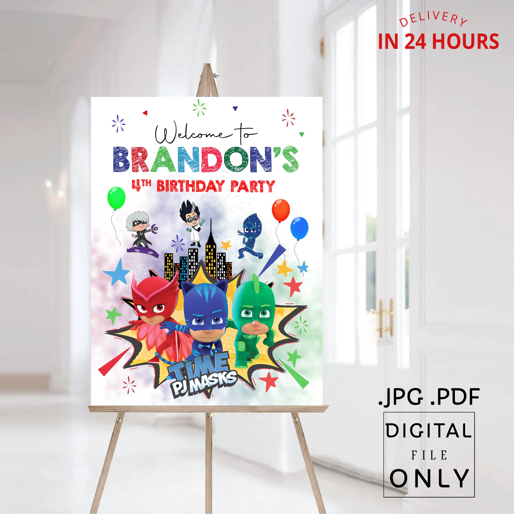 Pj Masks Birthday Welcome Sign Digital File