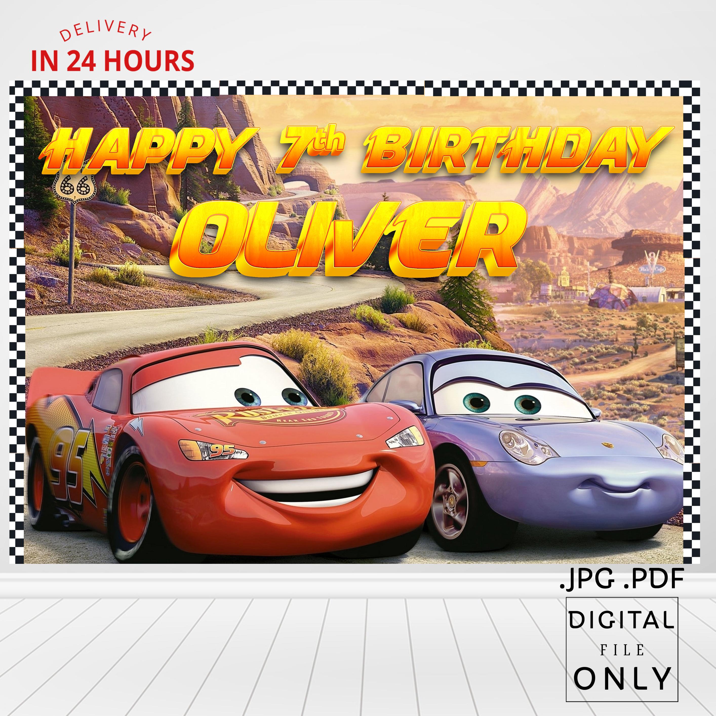Printable Cars Birthday Backdrop, Cars Birthday Banner