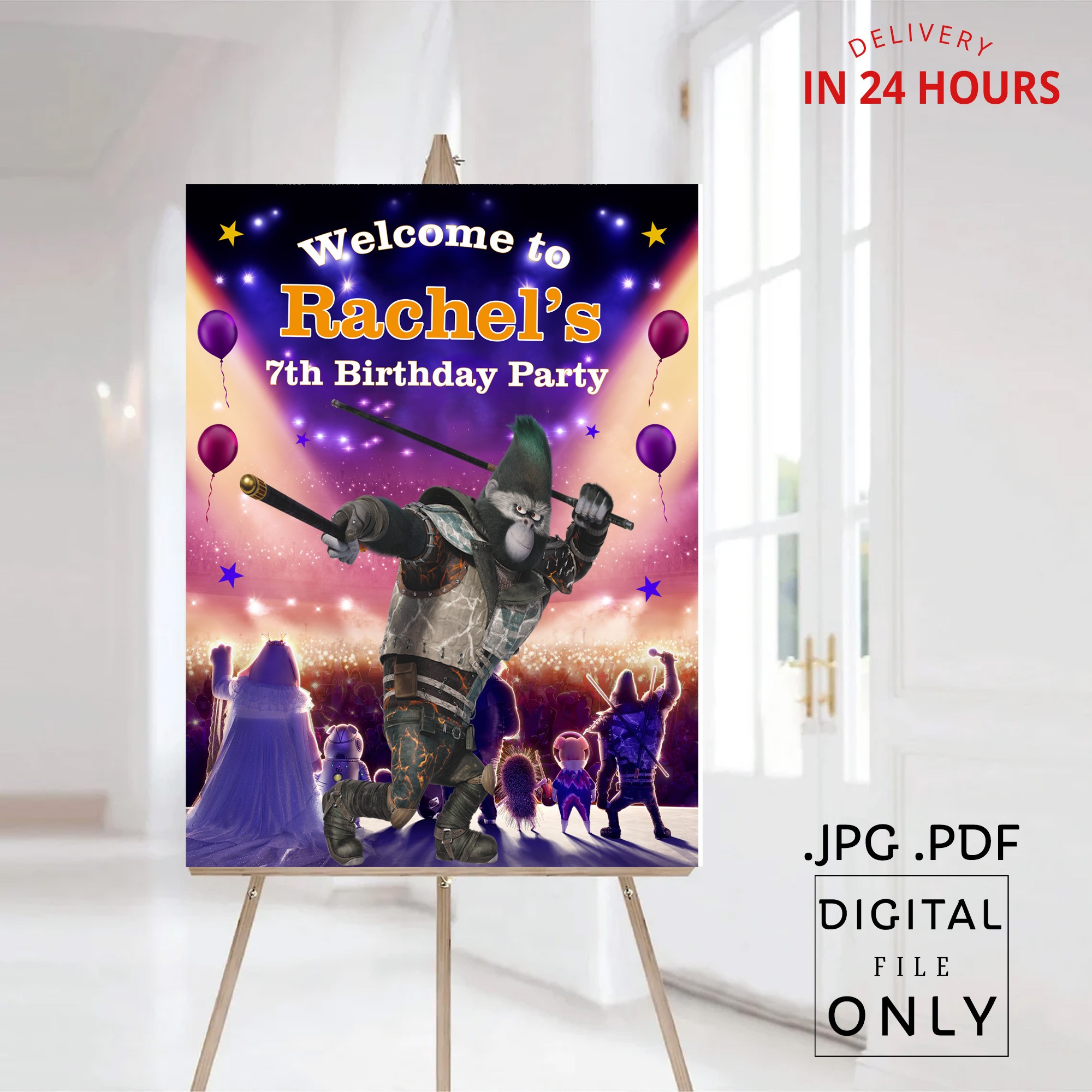 Sing 2 Johnny Birthday Welcome Sign Digital File