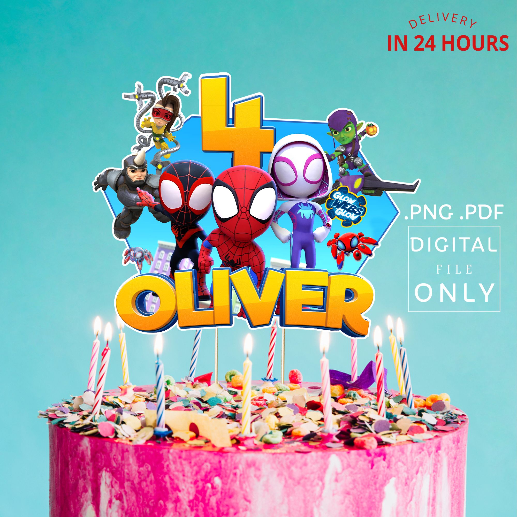 Printable Spidey and His Amazing Friends Birthday Cake Topper