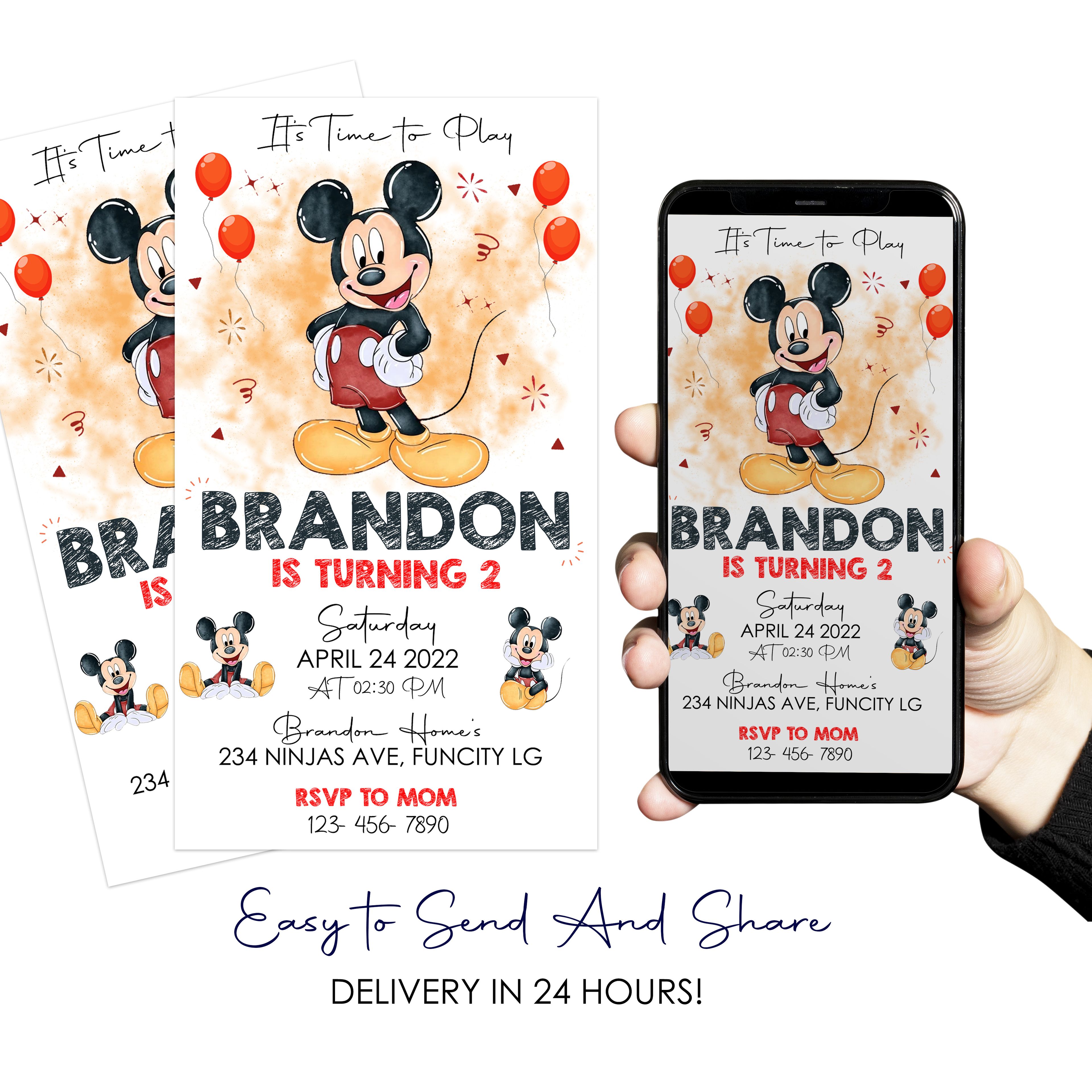 Disney Mickey Mouse Digital Birthday Invitation