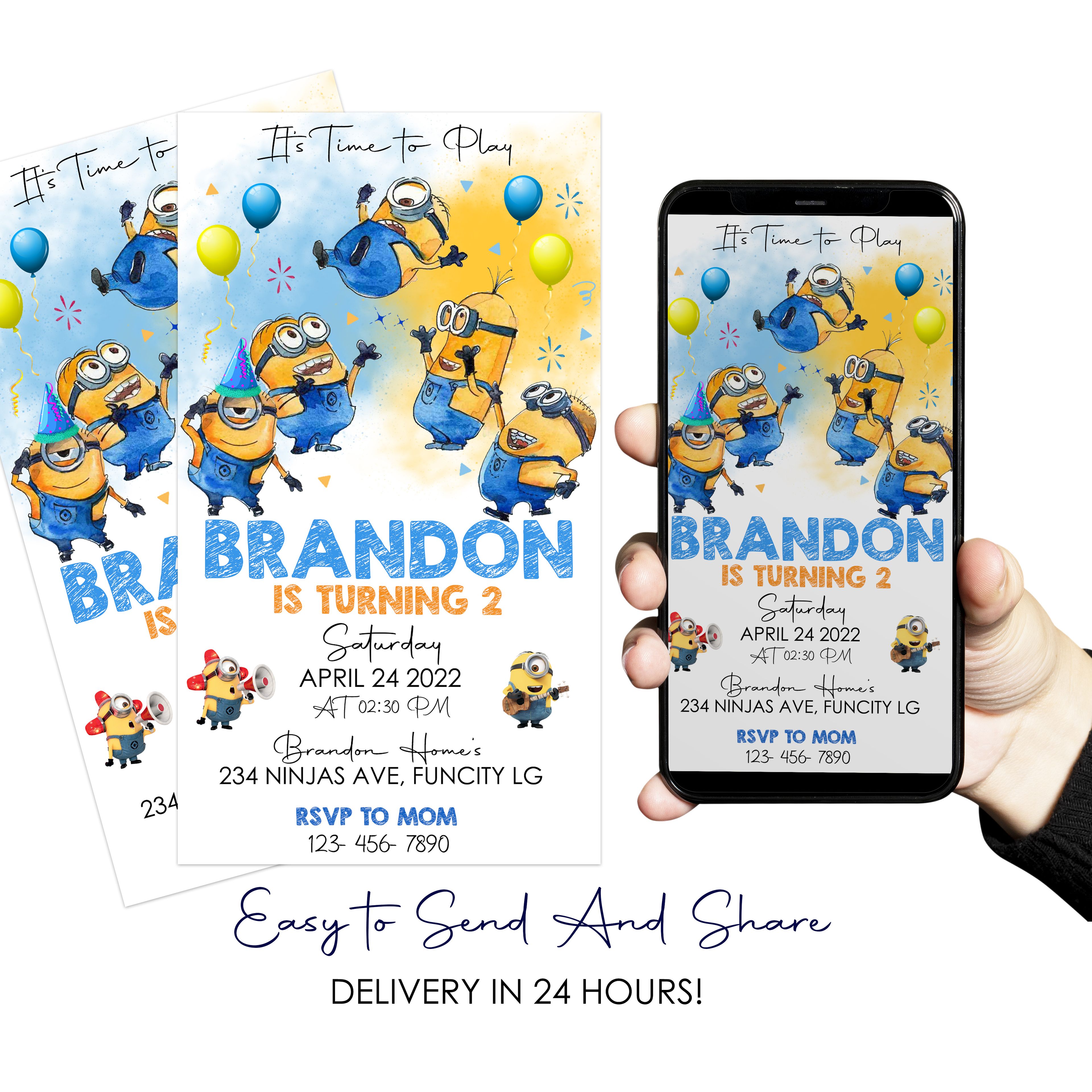 Minions Birthday Digital Invitation