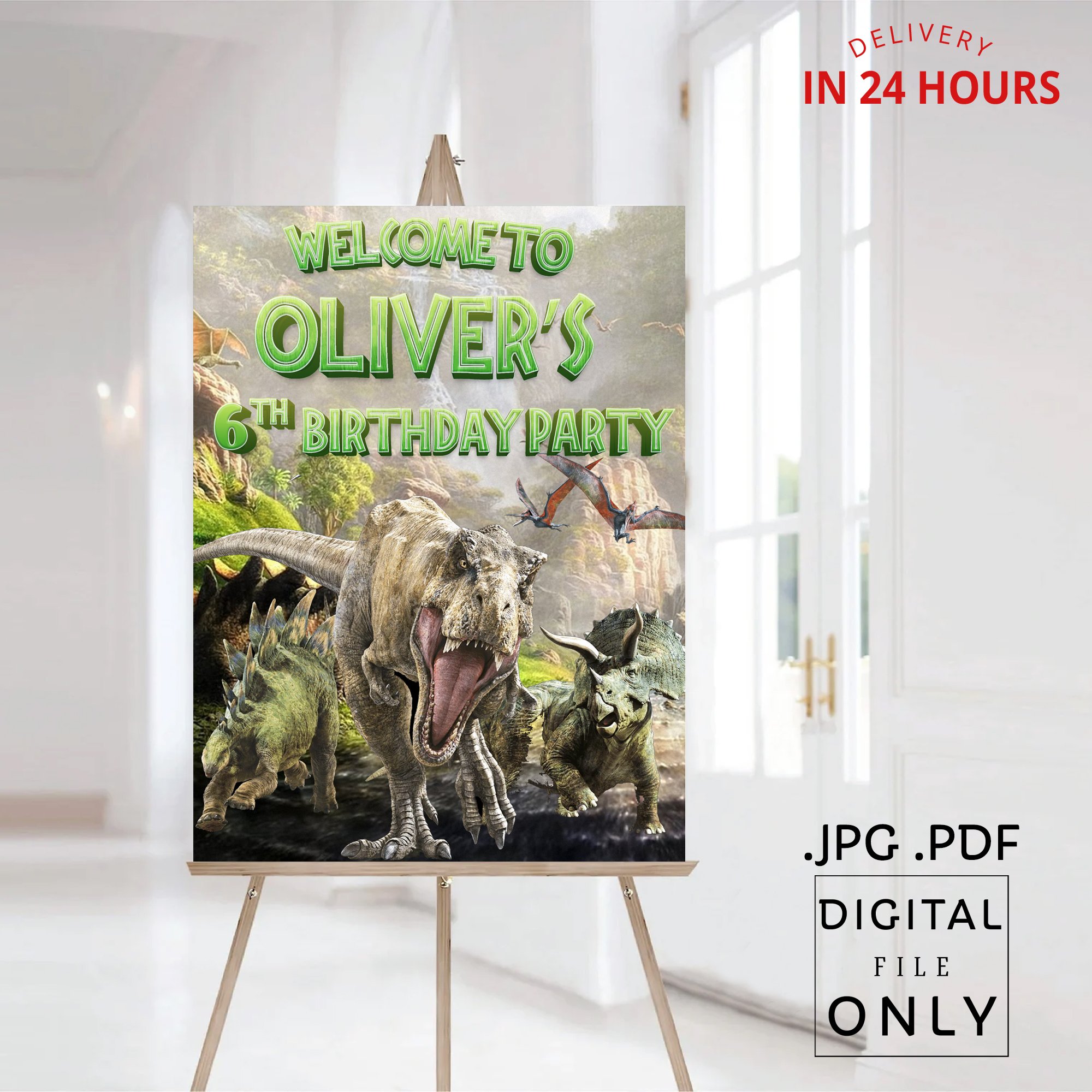 Jurassic Theme Birthday Welcome Sign Digital File