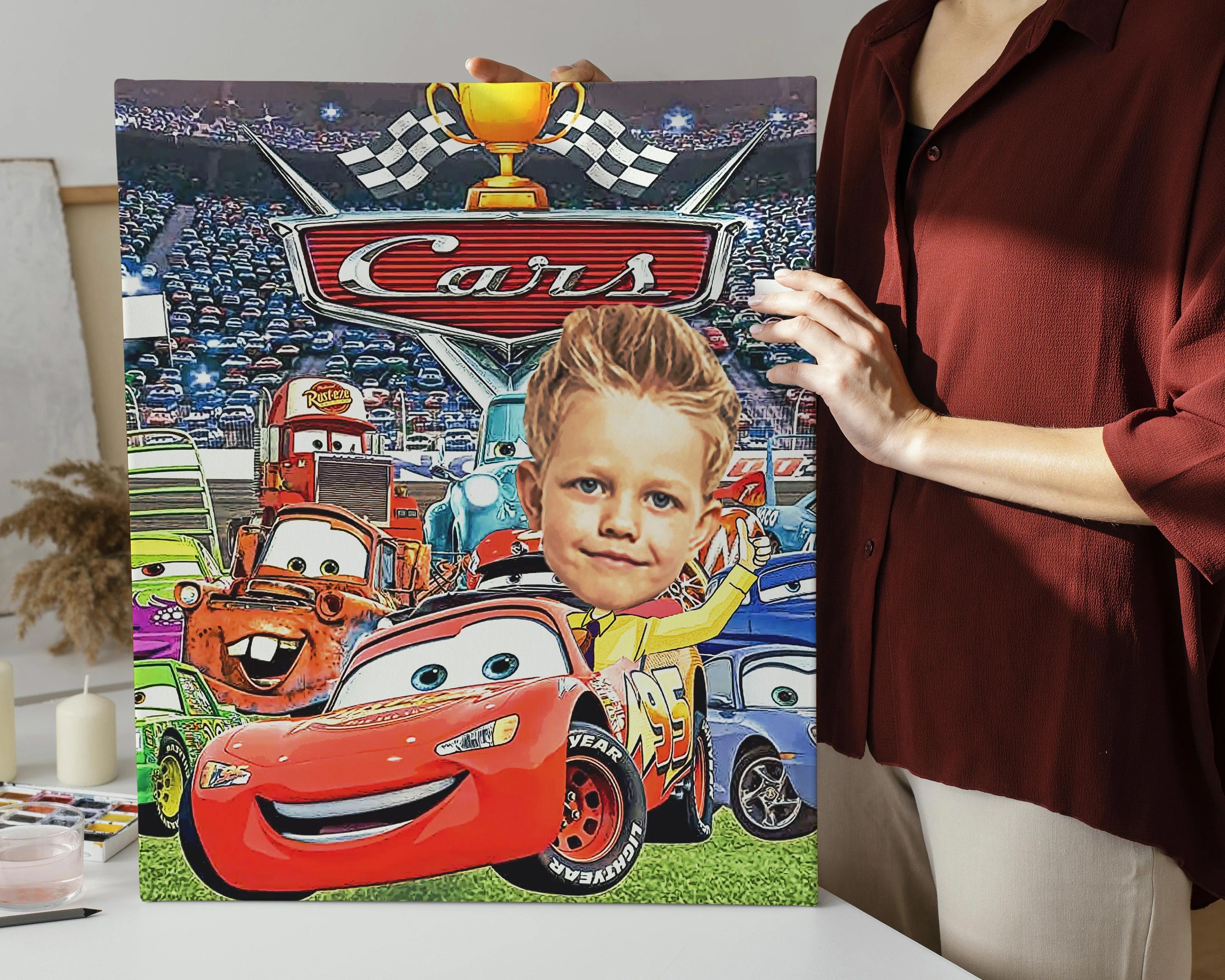 Cars mcqueen Custom Portrait, Get Your Own mcqueen Portrait from your photo, Digital File Only