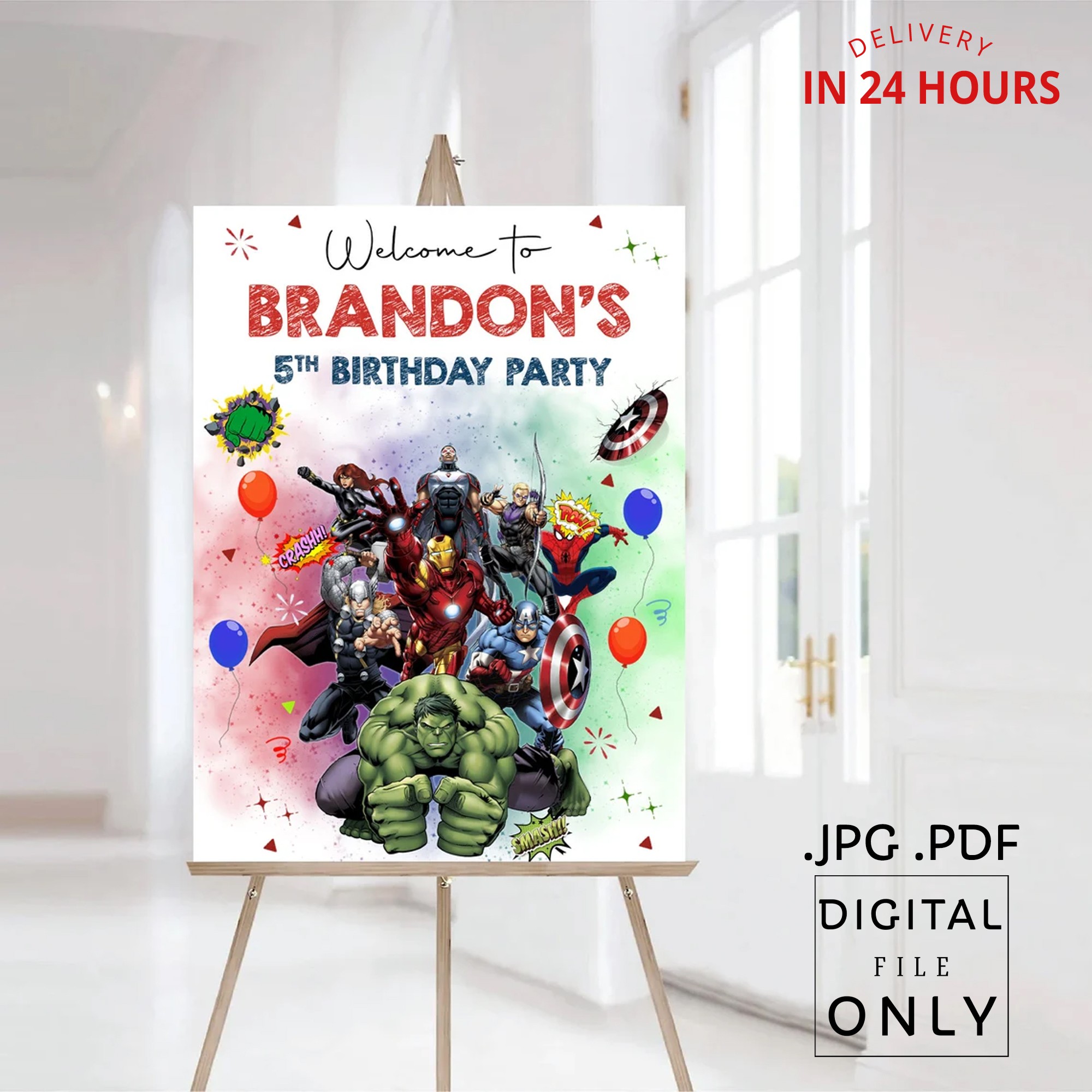 AVENGERS Birthday Welcome Sign Digital File