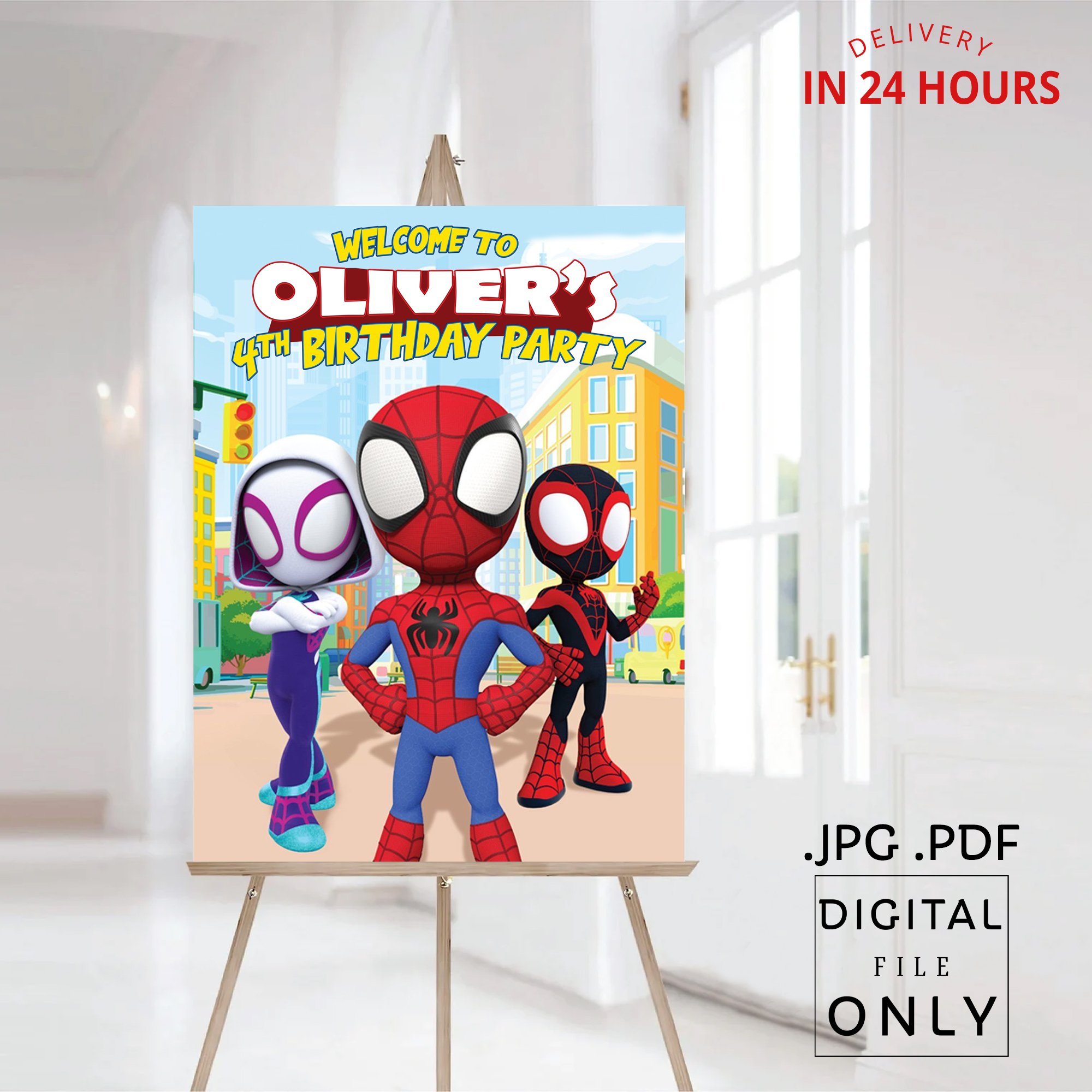 Spidey and His Amazing Friends Birthday Welcome Sign Digital File