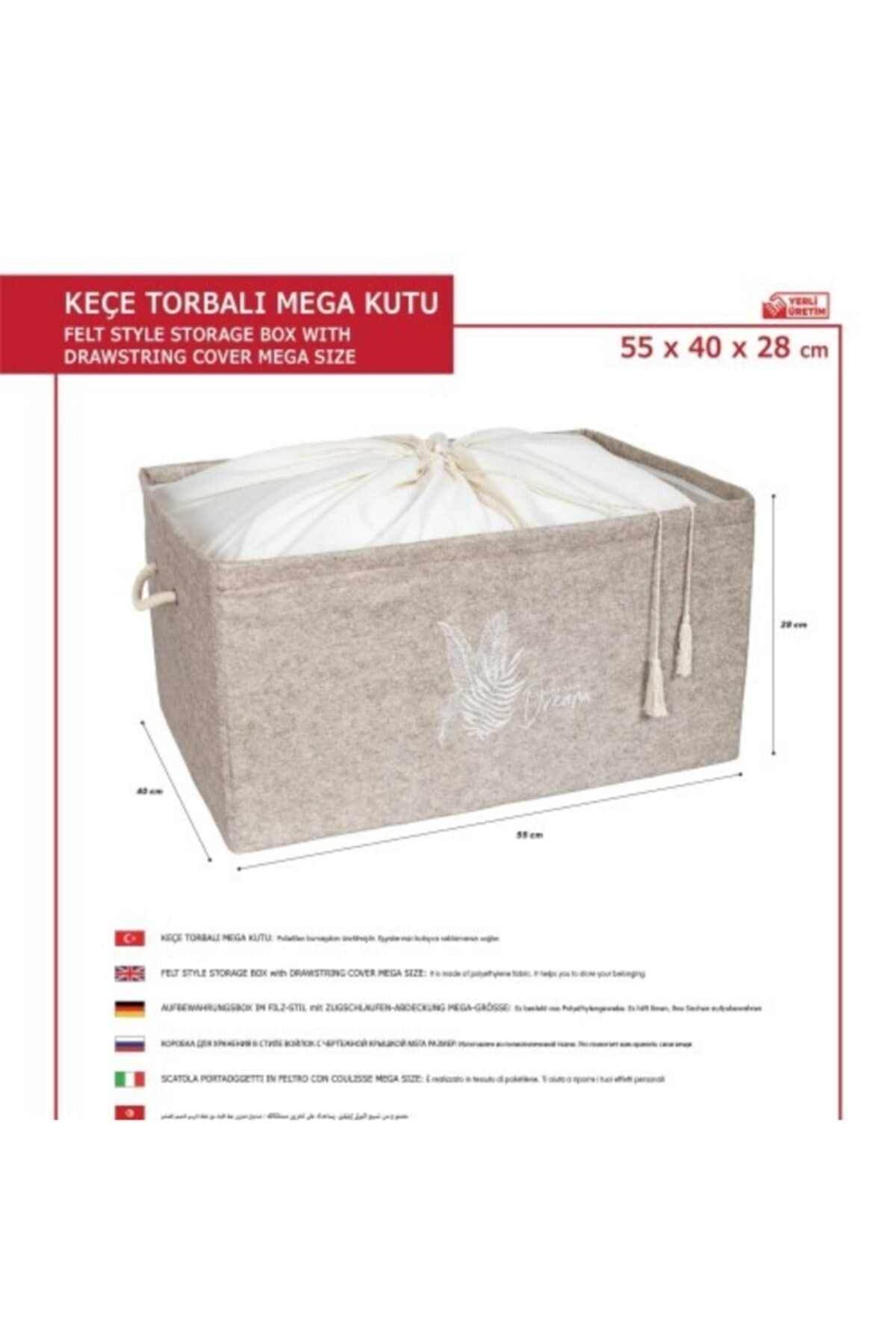 Keçe Torbalı Mega Kutu 55x40x28 Cm