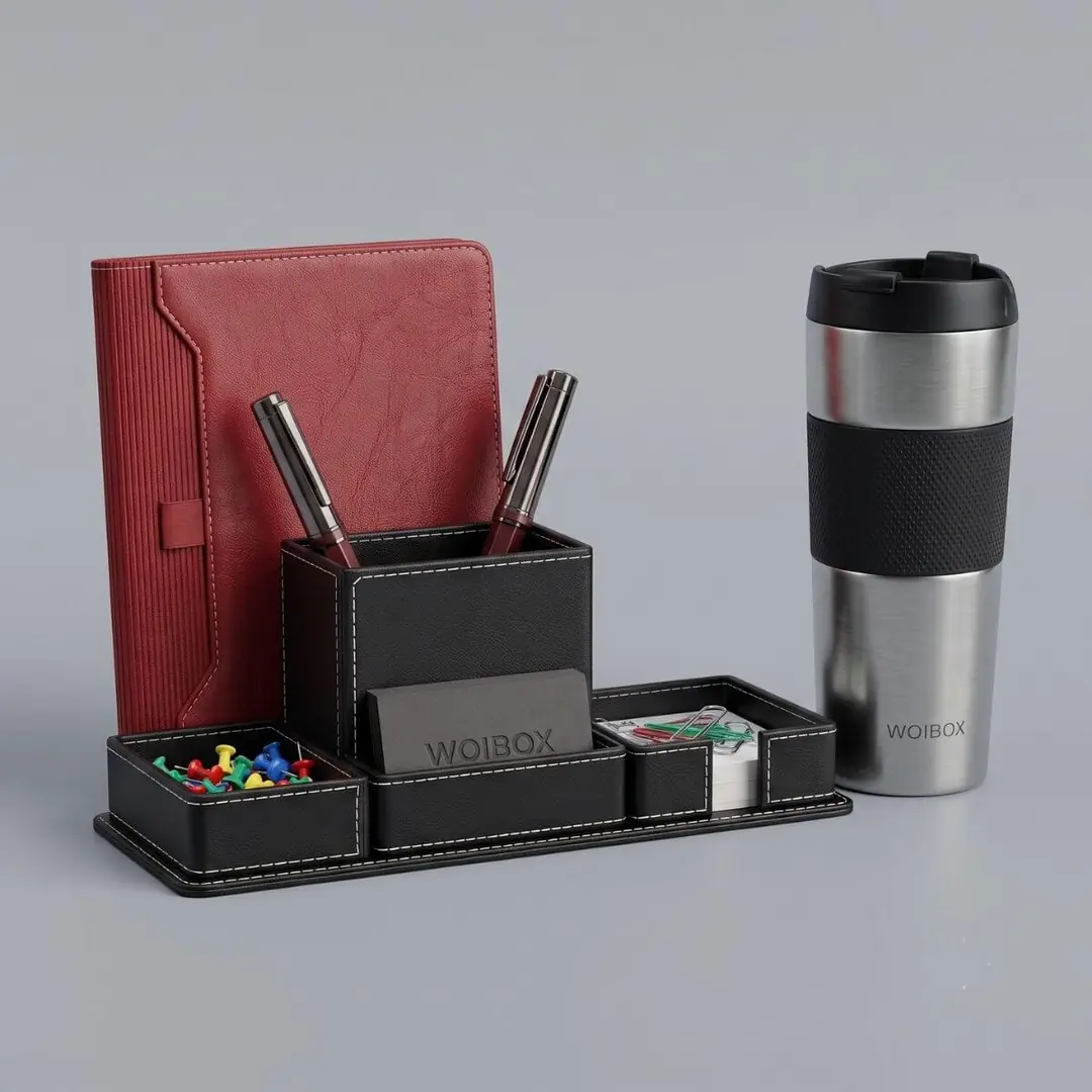 Woibox yönetici ve müşteri hediyesi için defter, kalem, masa düzenleyici ve termos seçkisi
