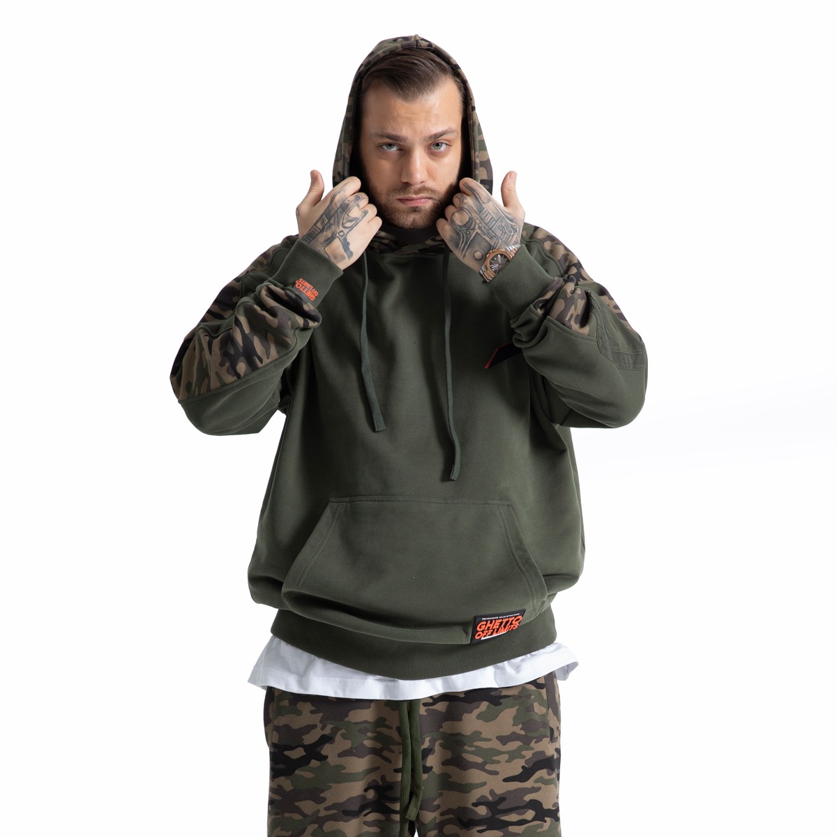 Ghetto Off Limits Street Army Camo Over Size Hoodie Sweatshirt HD-10012