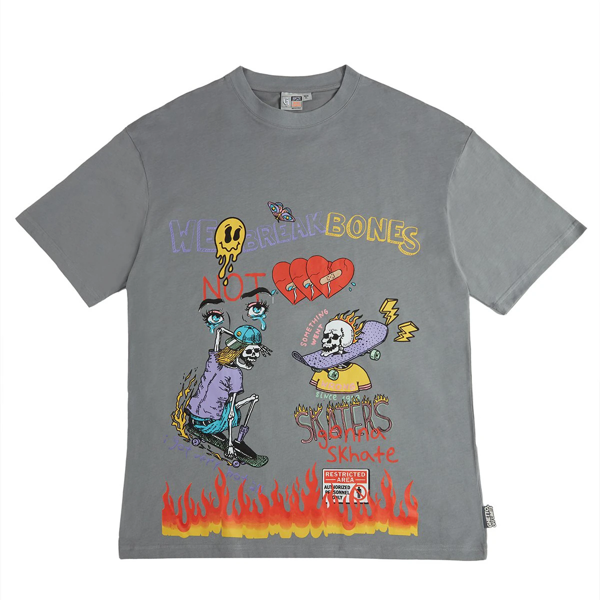 Ghetto Off Limits Whe Break Bones Grey Oversize T-Shirt TS-20006