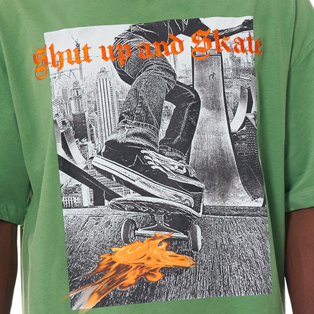 Ghetto Off Limits Shut Up And Skate Green Oversize T-Shirt TS-20003