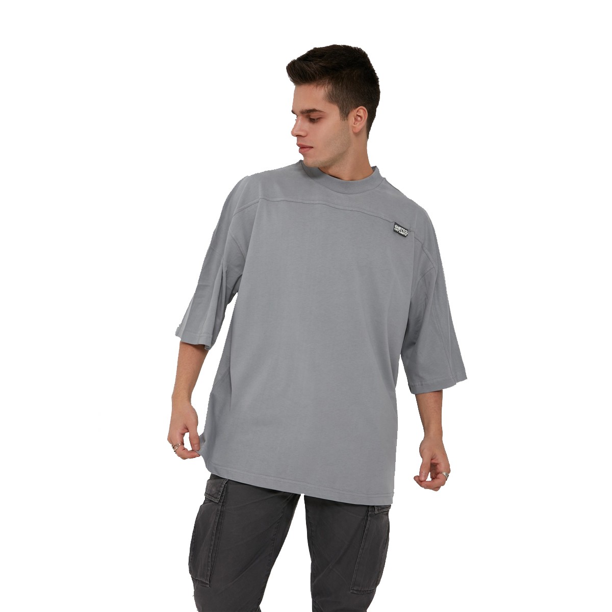 Ghetto Off Limits Panelled Grey Oversize T-Shirt TS-10017