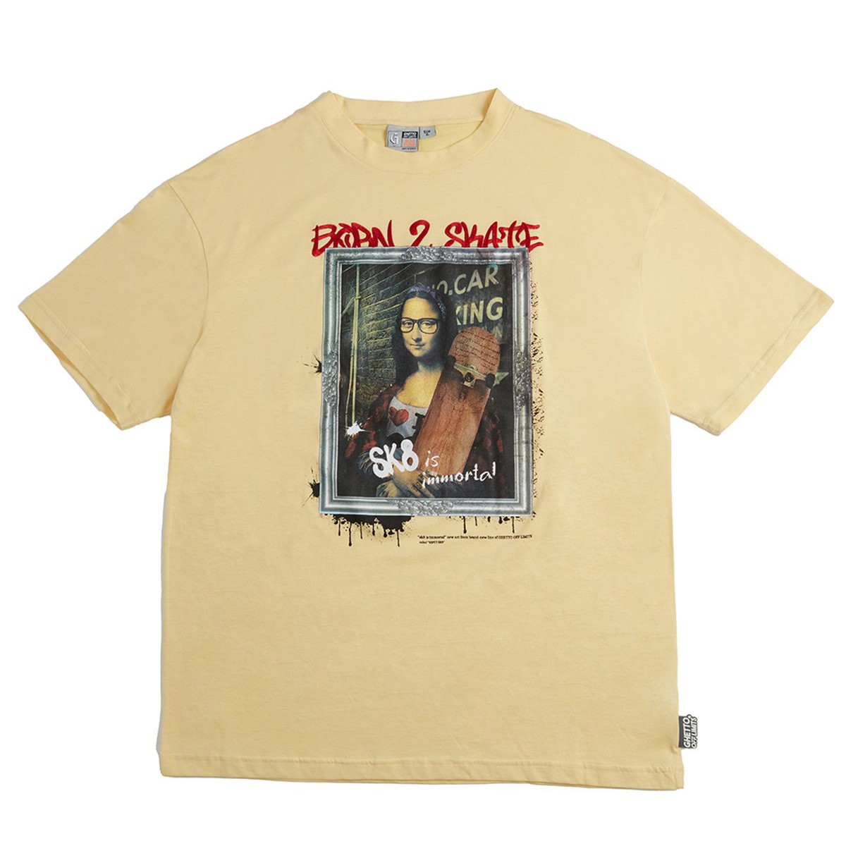 Ghetto Off Limits Born 2 Skate Yellow Oversize T-Shirt TS-20004